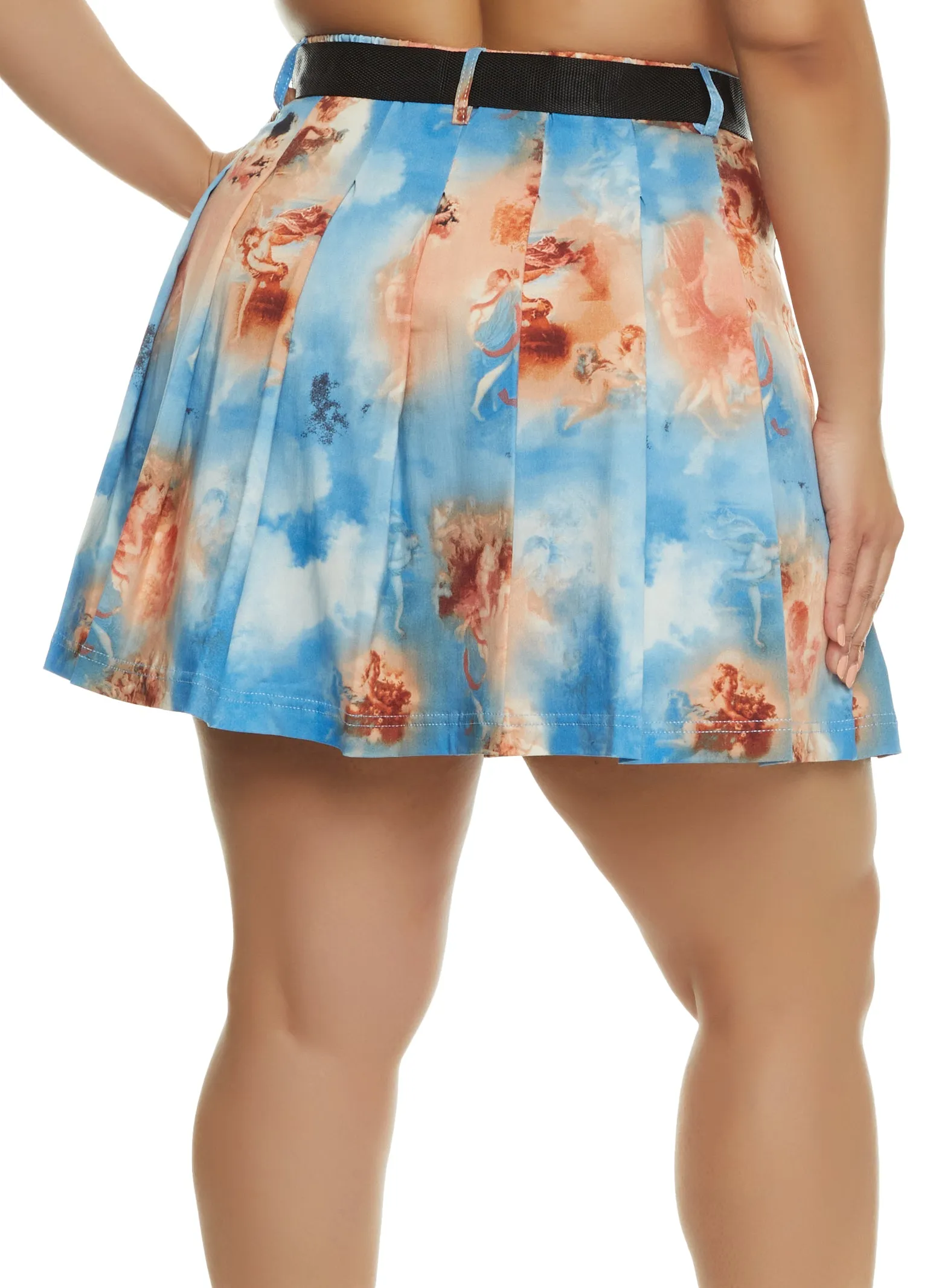 Plus Size Printed Buckle Belt Pleated Skirt sold by Rainbow product image thumbnail 3