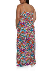 Plus Size Printed Empire Waist Maxi Dress sold by Rainbow