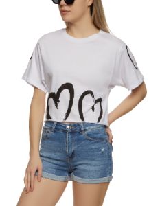 Heart Graphic Raw Hem Graphic Tee sold by Rainbow