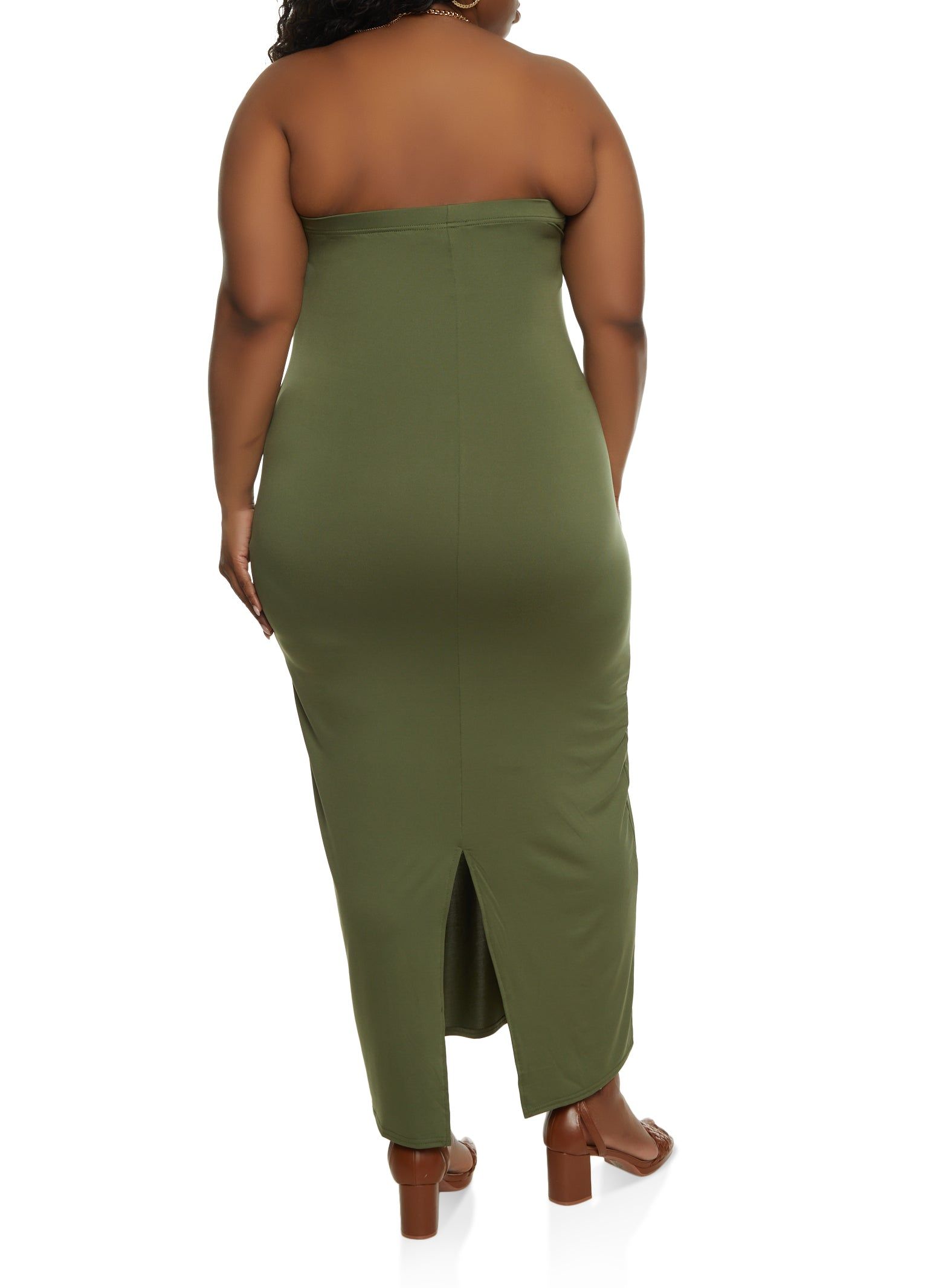Plus Size Solid Back Slit Maxi Tube Dress sold by Rainbow product image thumbnail 3