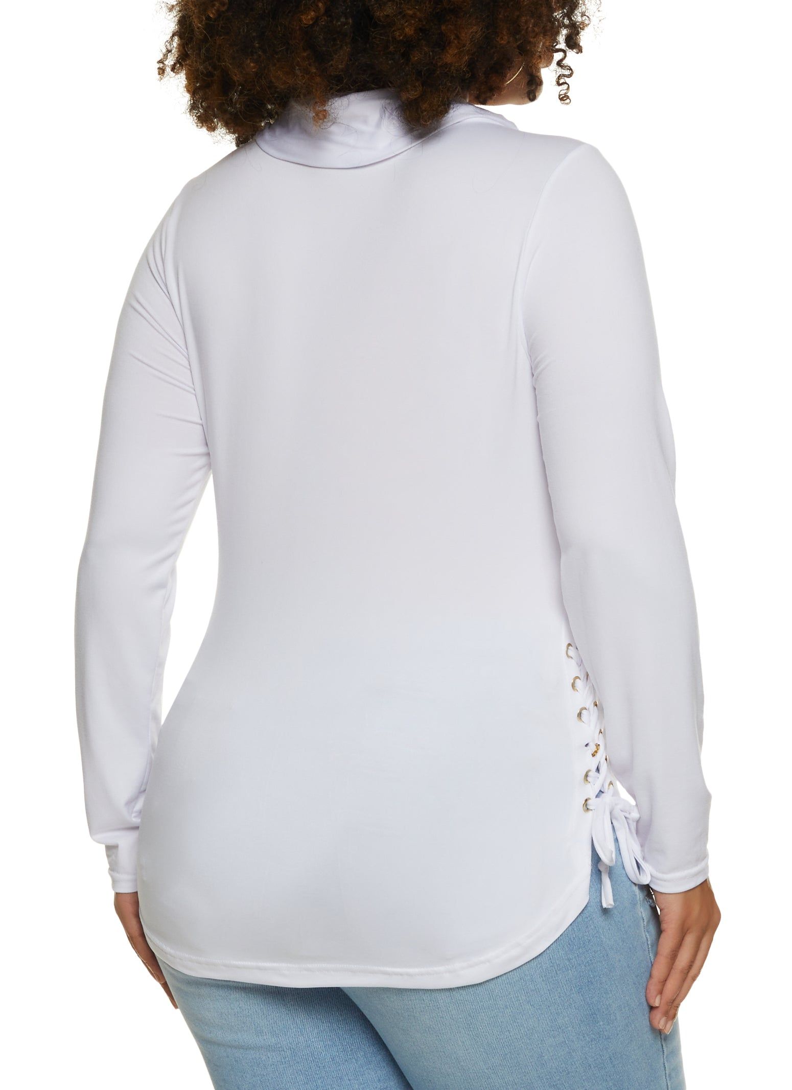 Plus Size Funnel Neck Lace Up Side Top sold by Rainbow product image thumbnail 2