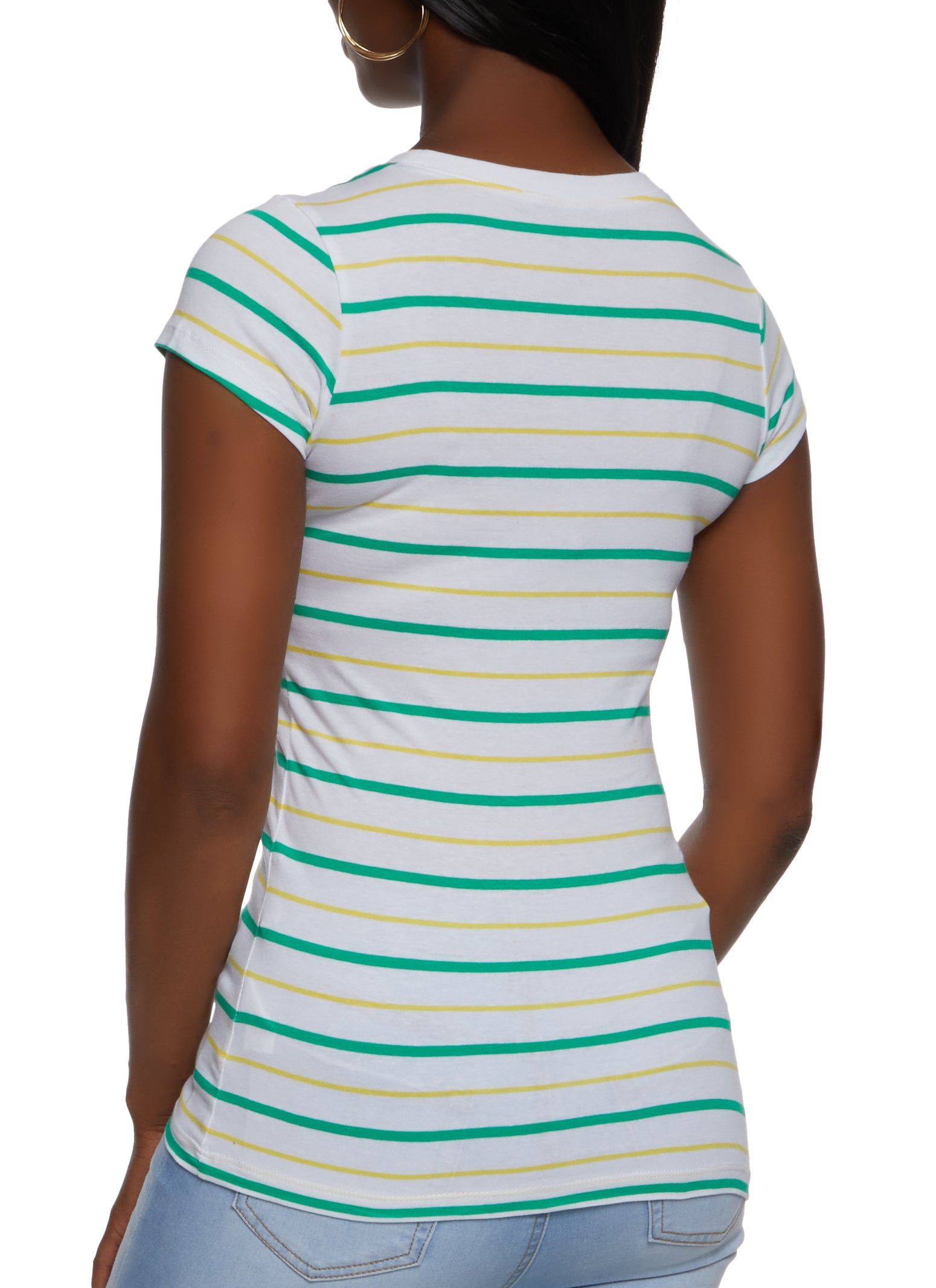 Basic Striped Crew Neck Tee sold by Rainbow product image thumbnail 2