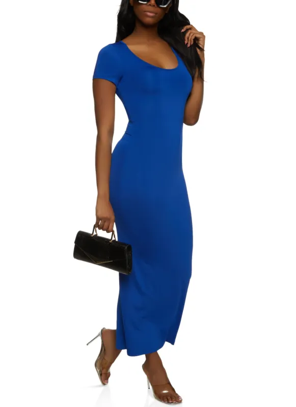 Solid Scoop Neck Maxi Dress sold by Rainbow