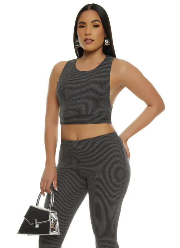 Ribbed Knit Solid Cropped Tank Top sold by Rainbow