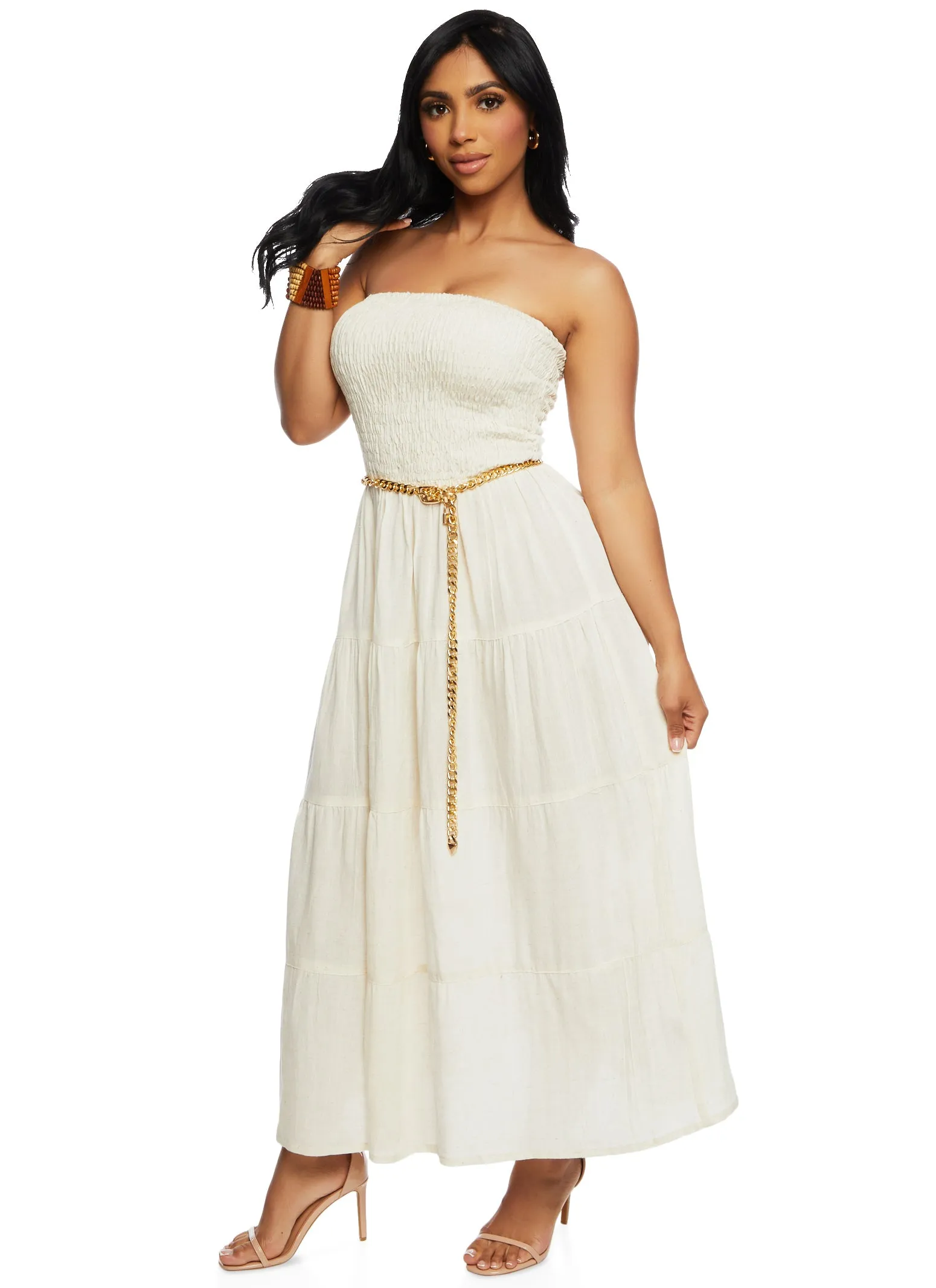 Linen Smocked Strapless Maxi Dress sold by Rainbow product image thumbnail 2