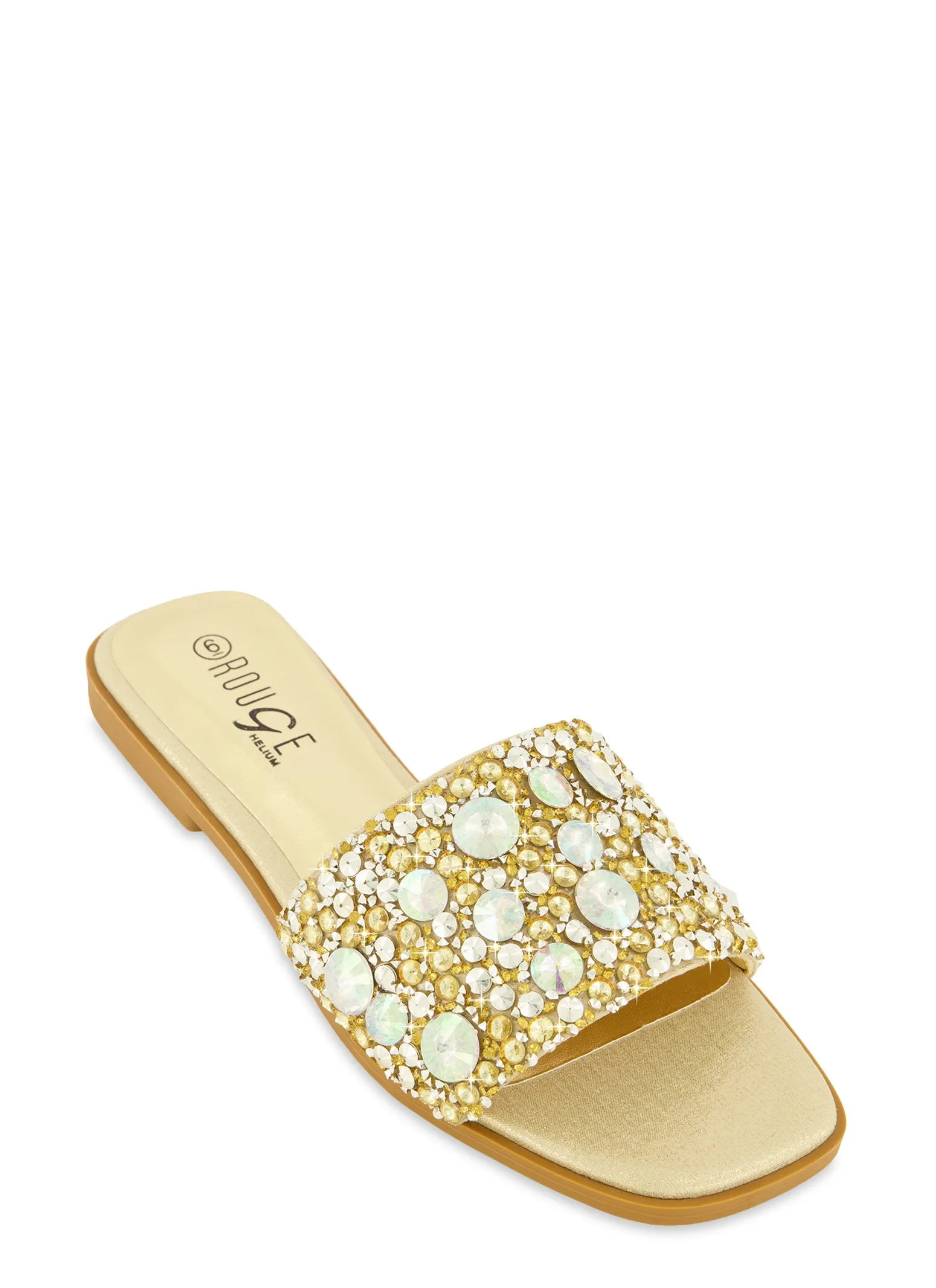 Embellished Square Toe Slide Sandals sold by Rainbow
