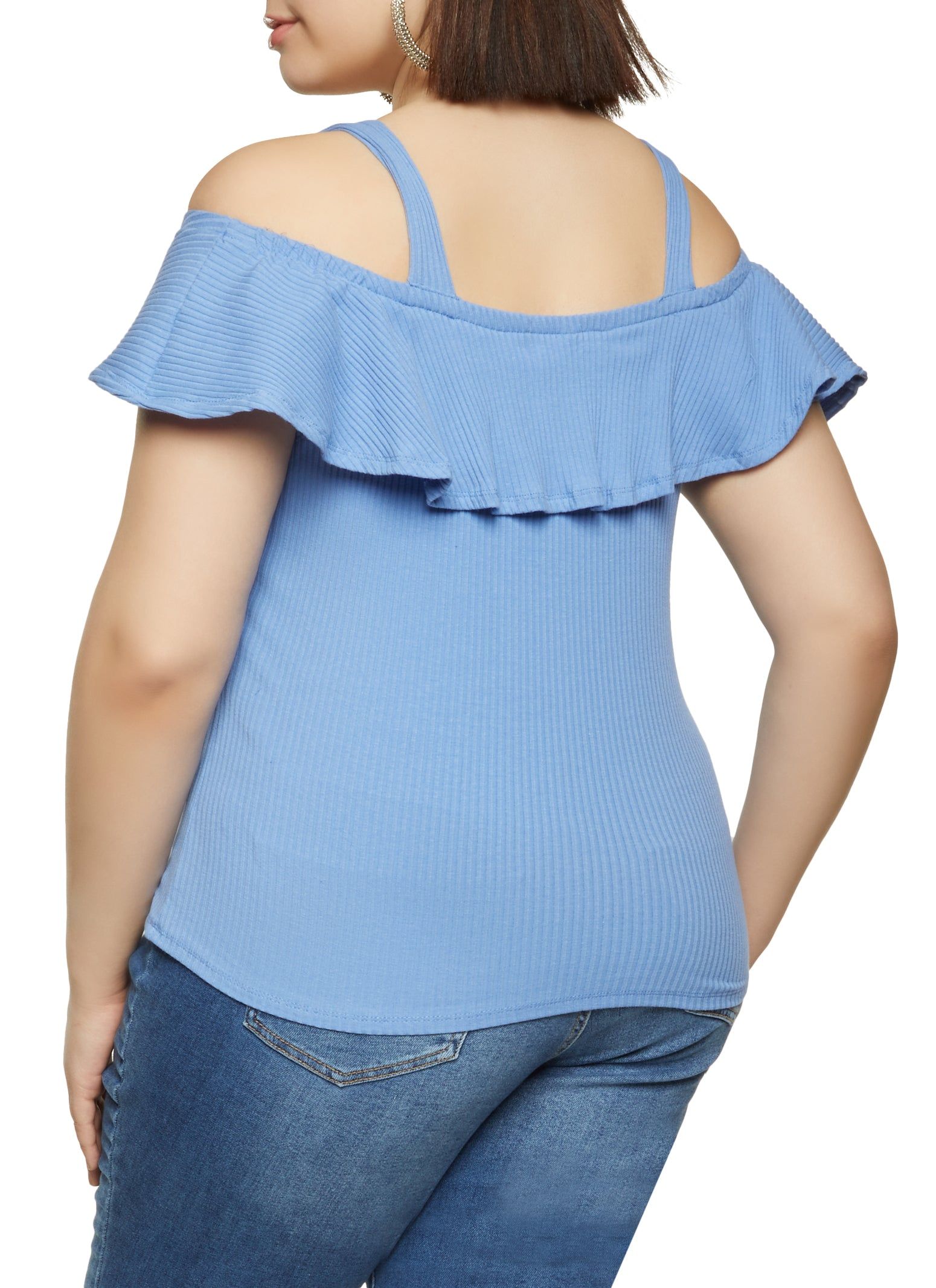 Plus Size Rib Knit Cold Shoulder Top sold by Rainbow product image thumbnail 2