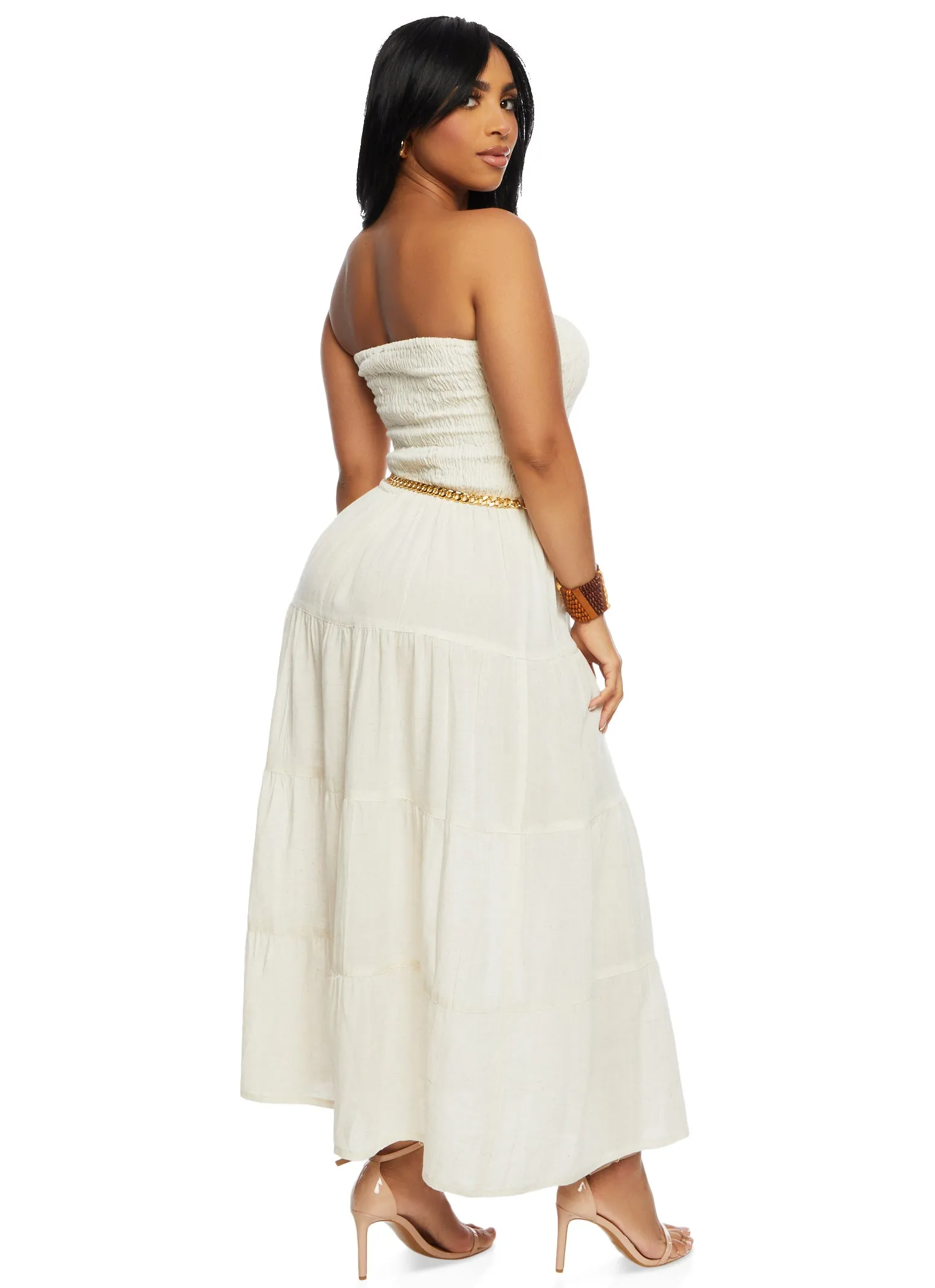 Linen Smocked Strapless Maxi Dress sold by Rainbow product image thumbnail 3