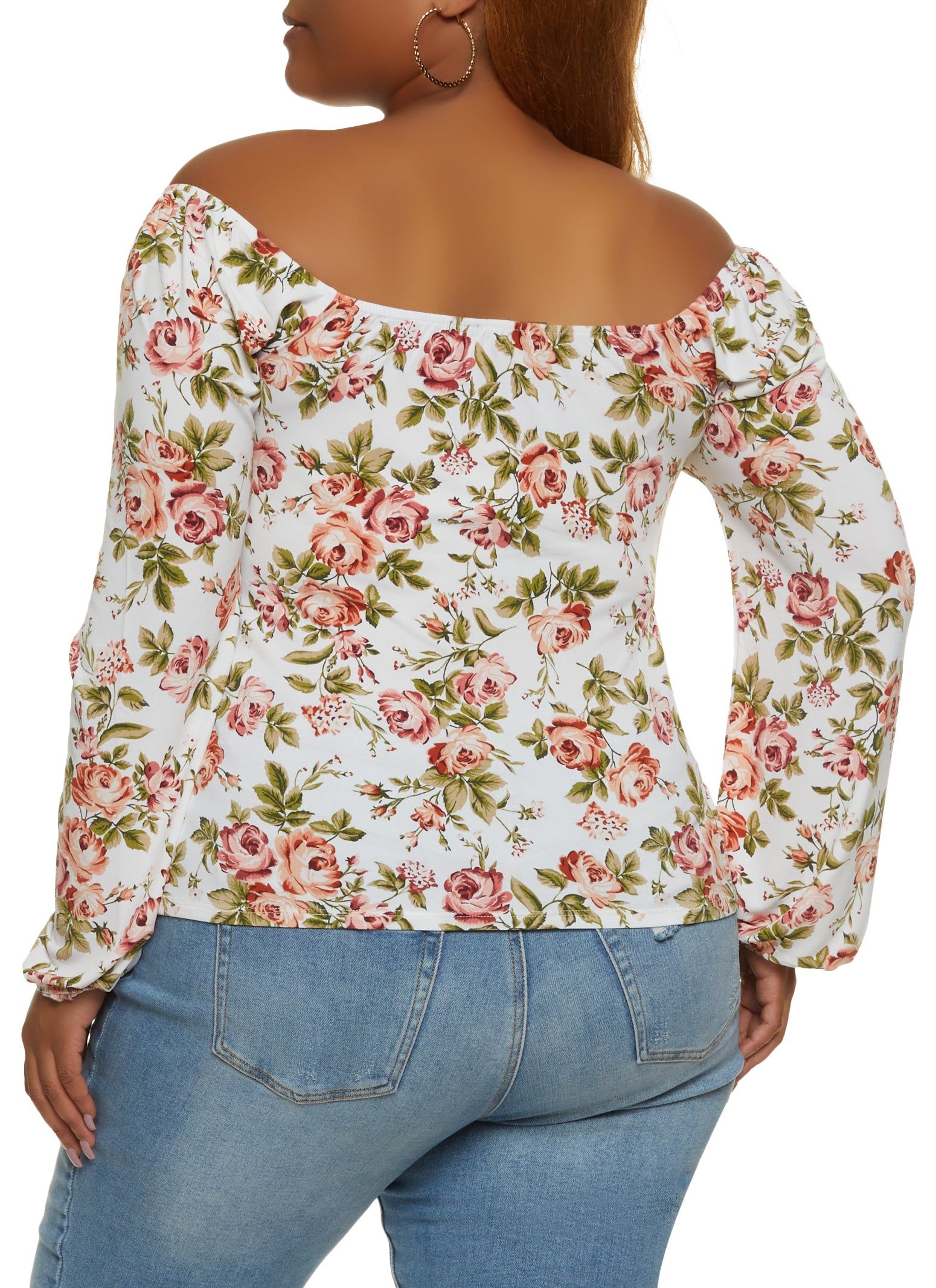 Plus Size Floral Print Off the Shoulder Peasant Top sold by Rainbow product image thumbnail 2