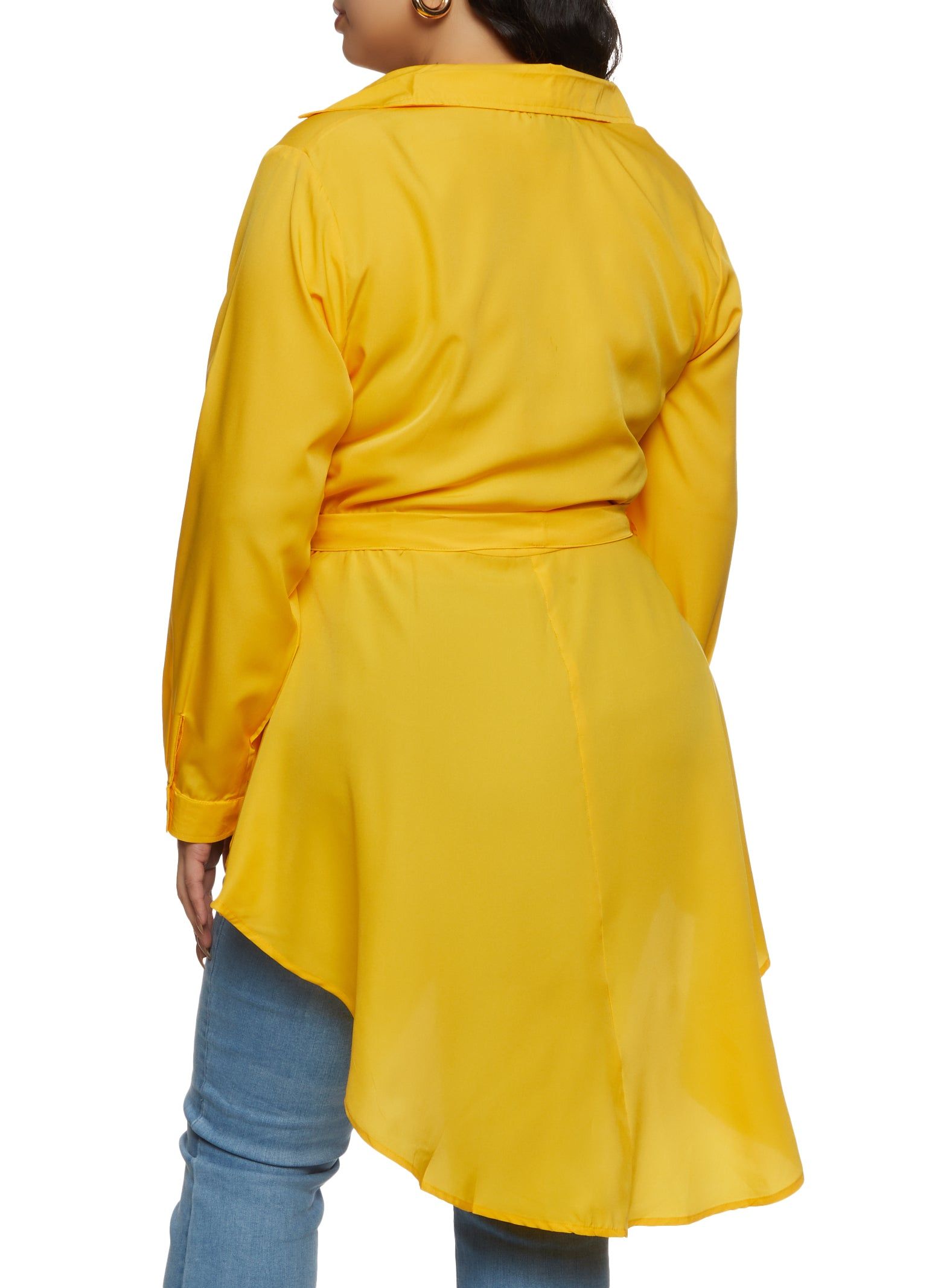 Plus Size Button Front High Low Hem Shirt sold by Rainbow product image thumbnail 2