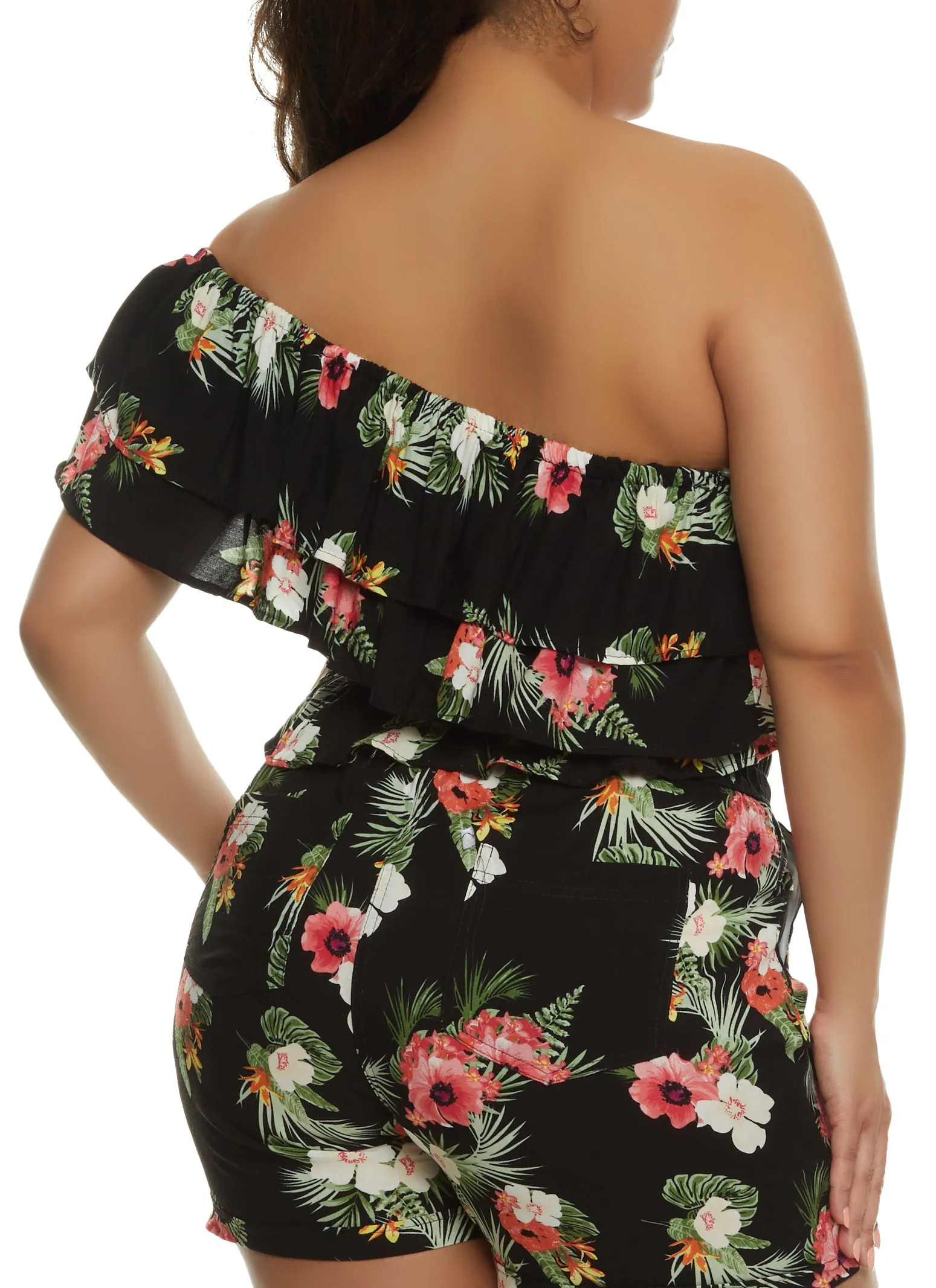 Plus Size Tropical Floral Print One Shoulder Top sold by Rainbow product image thumbnail 3