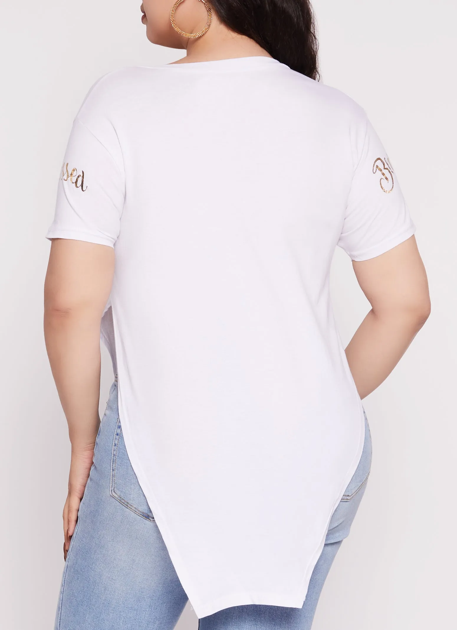 Plus Size Blessed All Day Everyday Foil Graphic Tunic Tee sold by Rainbow product image thumbnail 3