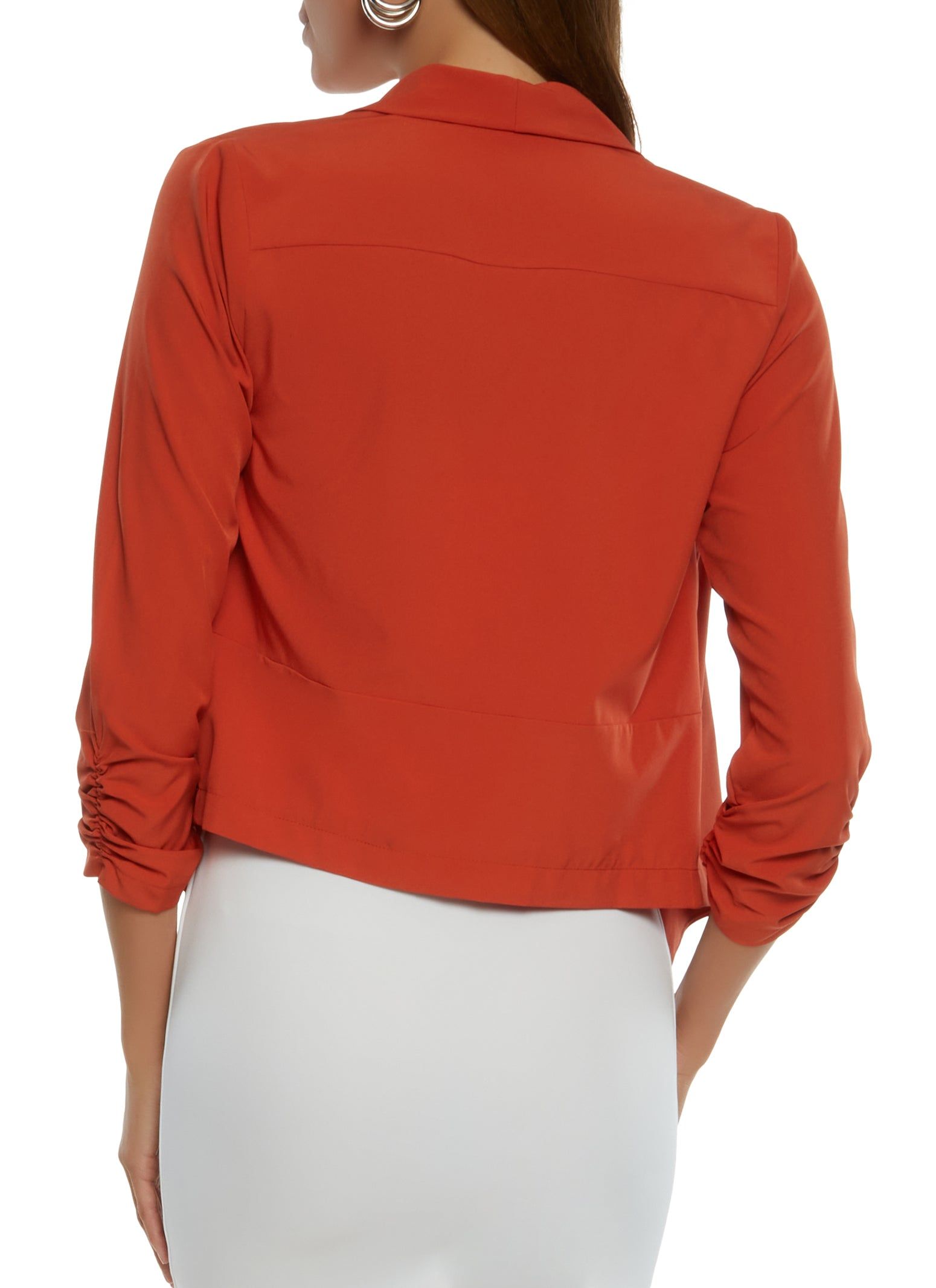 Solid Crepe Knit Ruched Sleeve Blazer sold by Rainbow product image thumbnail 2