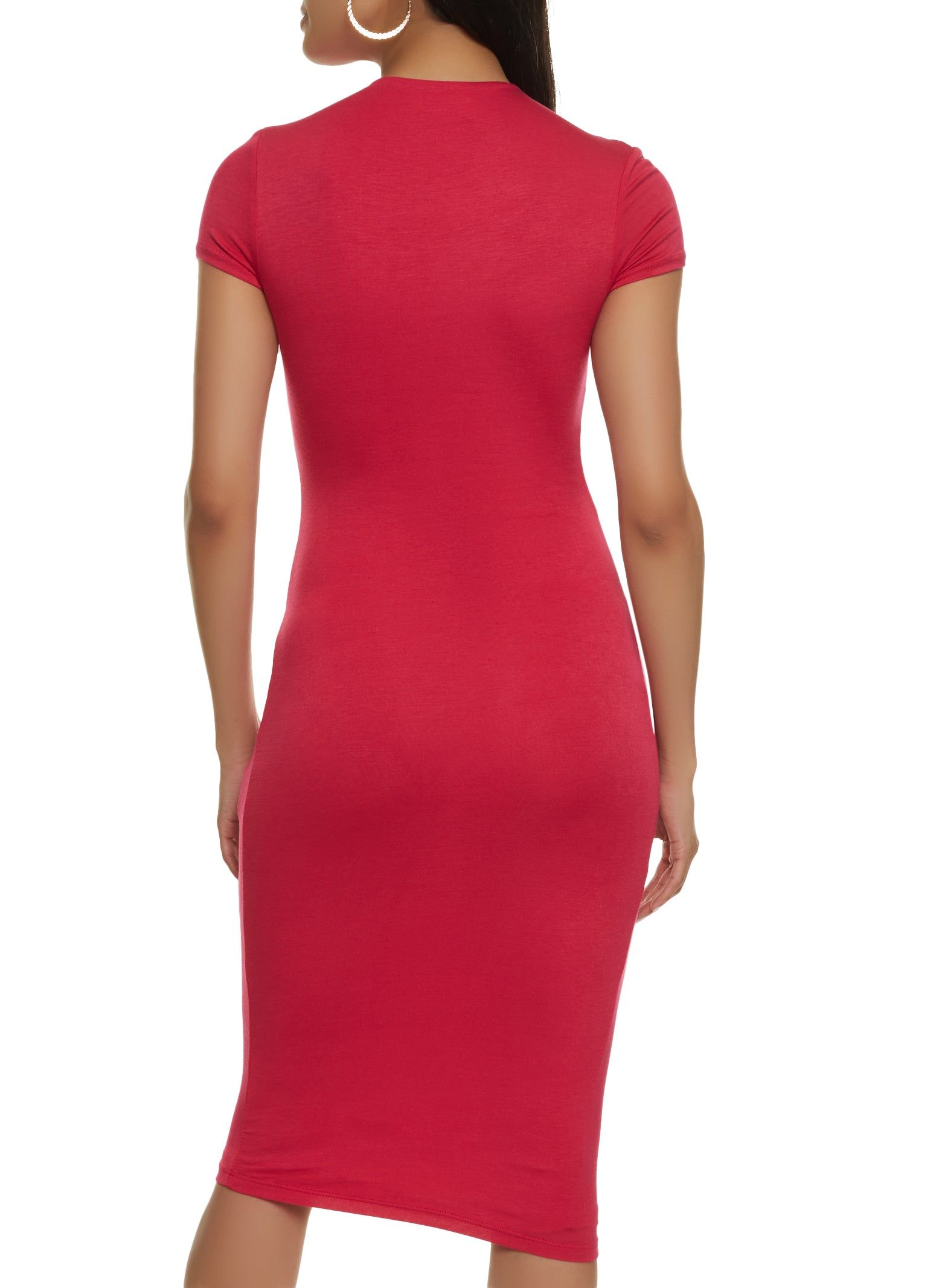 Mock Neck Short Sleeve Midi Dress sold by Rainbow product image thumbnail 3