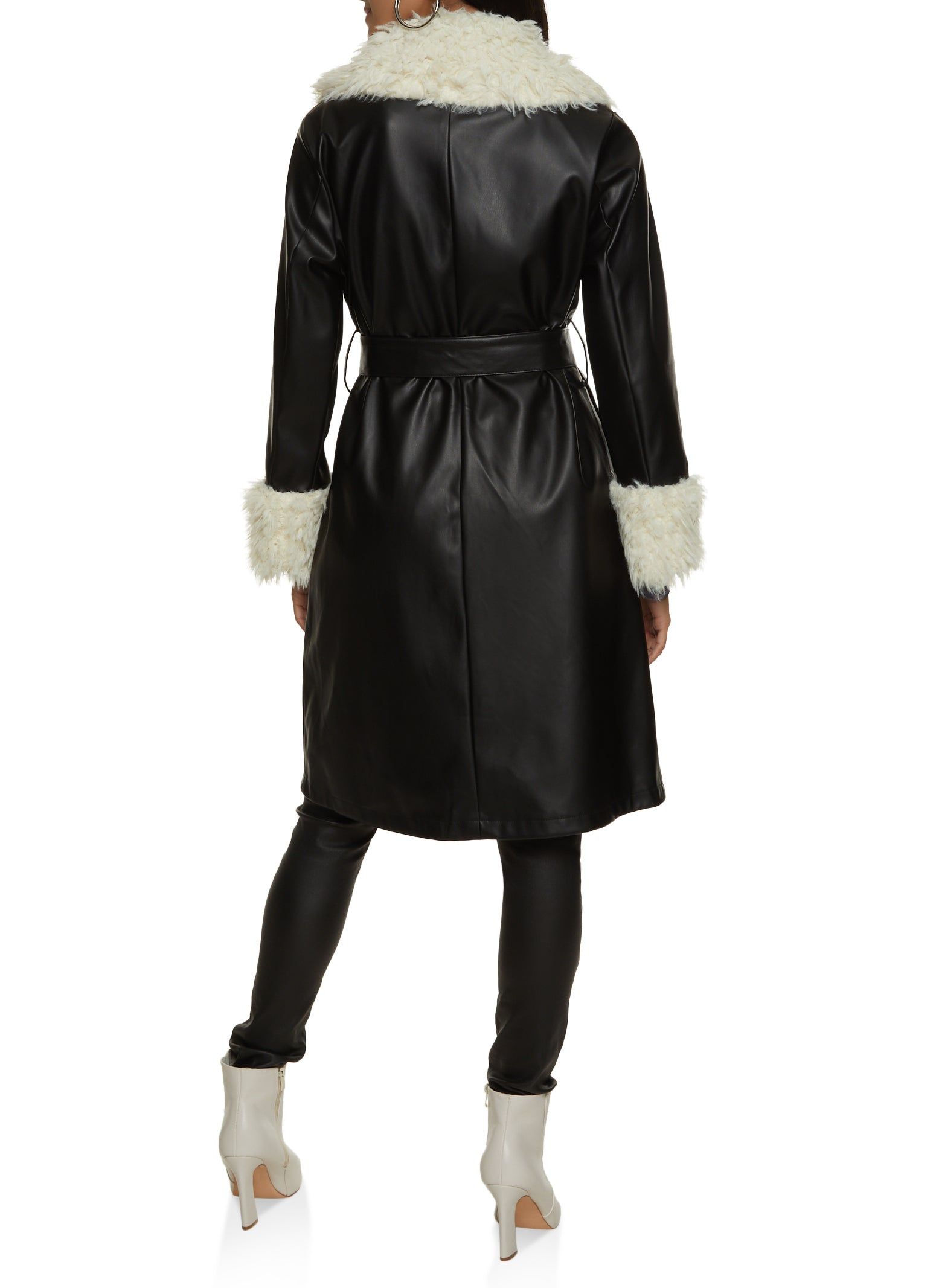 Faux Fur Trim Belted Trench Coat sold by Rainbow product image thumbnail 3