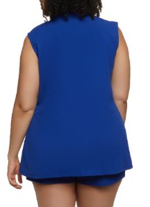 Plus Size Crepe Knit Faux Button Blazer Vest sold by Rainbow