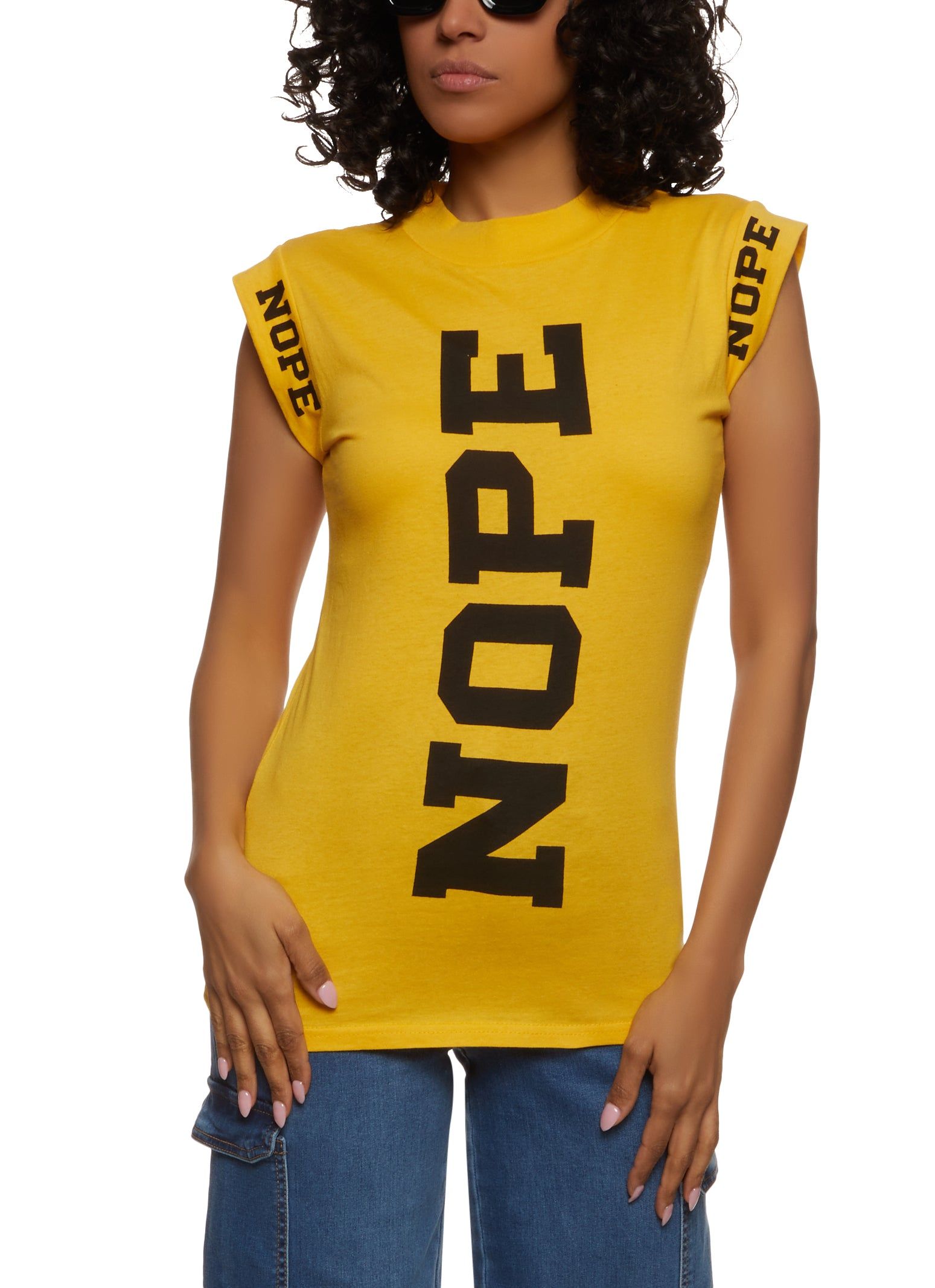 Nope Cap Sleeve Graphic Tee sold by Rainbow