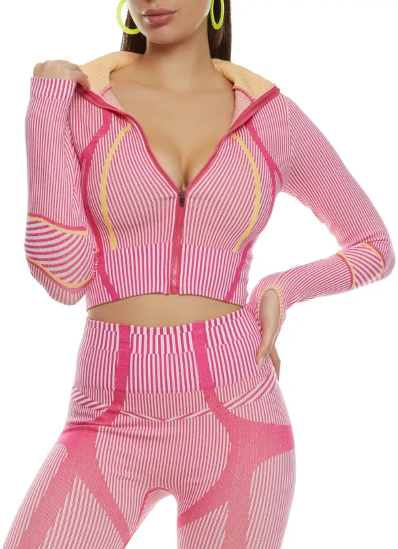 Seamless Striped Zip Front Track Jacket sold by Rainbow