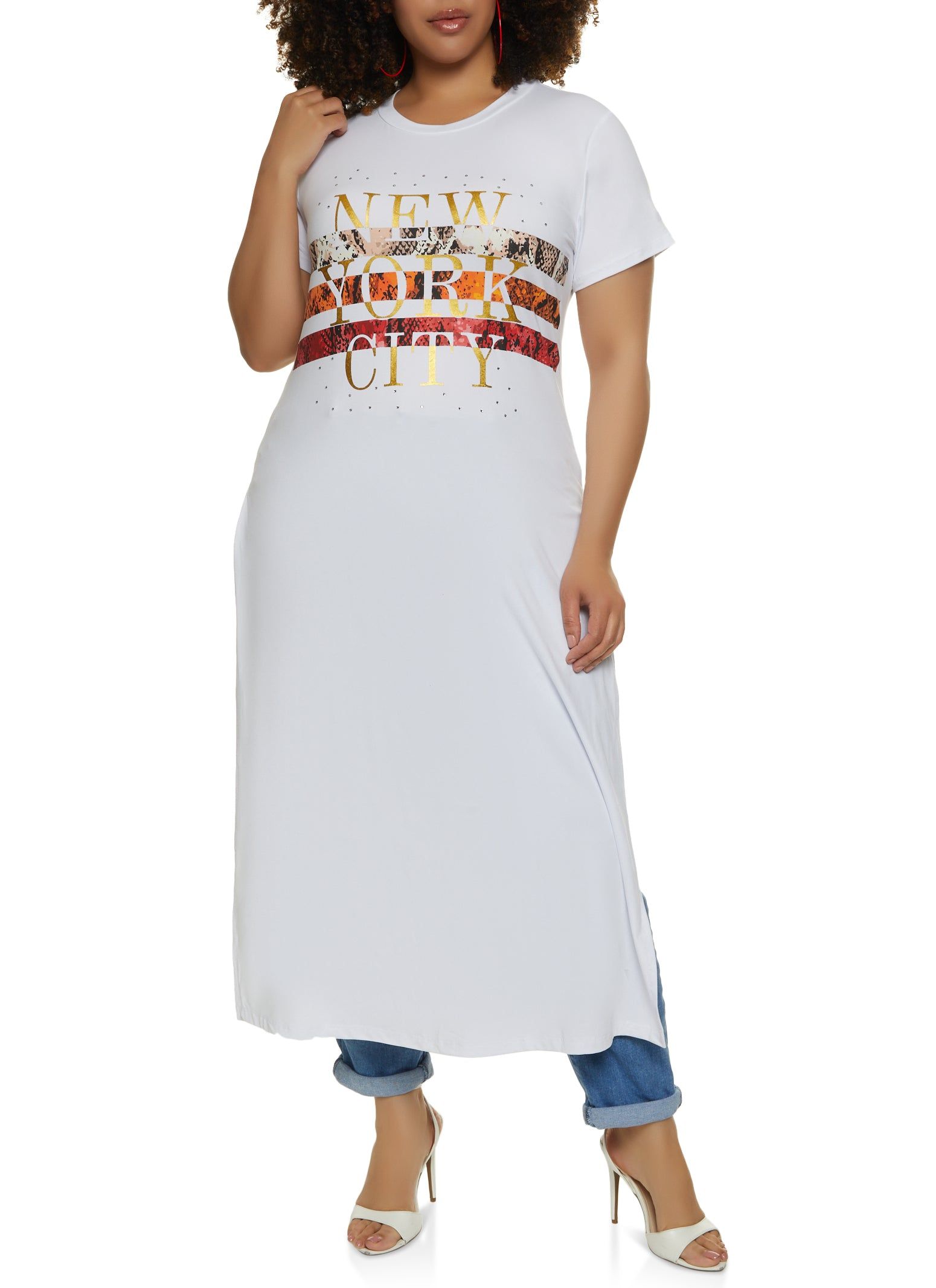 Plus Size Rhinestone New York City Maxi Tee sold by Rainbow product image thumbnail 2
