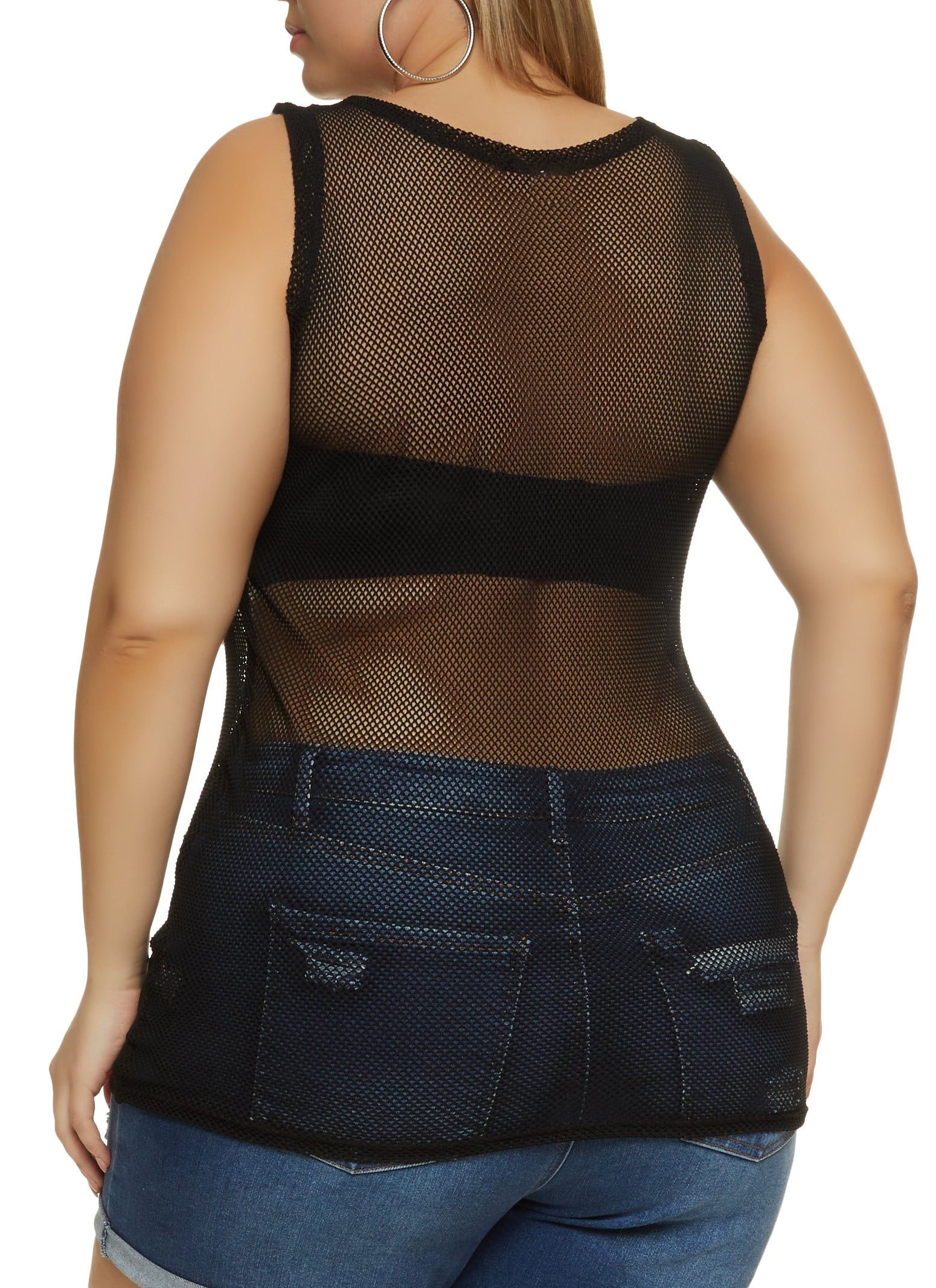 Plus Size Fishnet Ruched Side Tank Top sold by Rainbow product image thumbnail 2