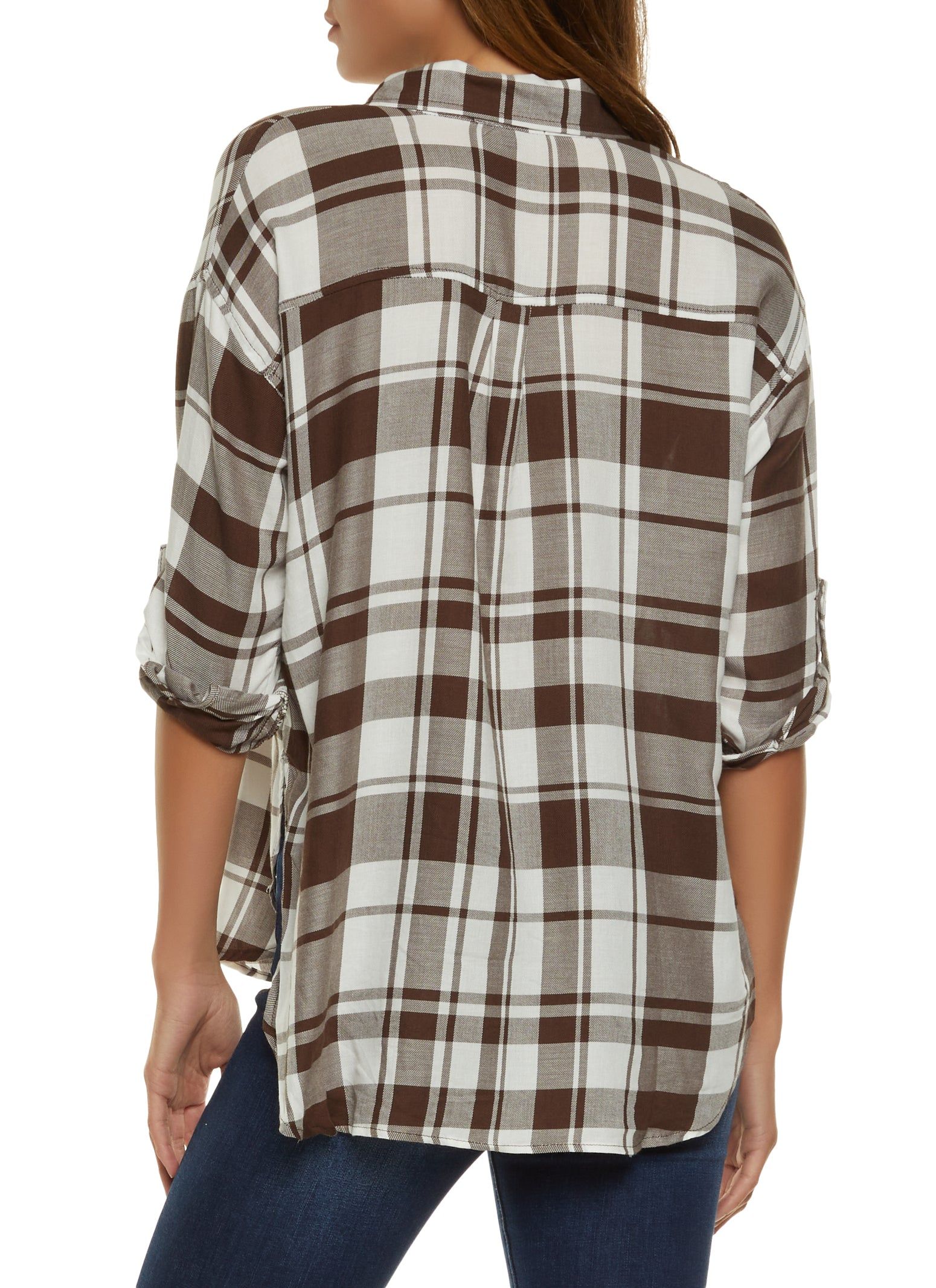Plaid Long Sleeve Button Front Shirt sold by Rainbow product image thumbnail 2