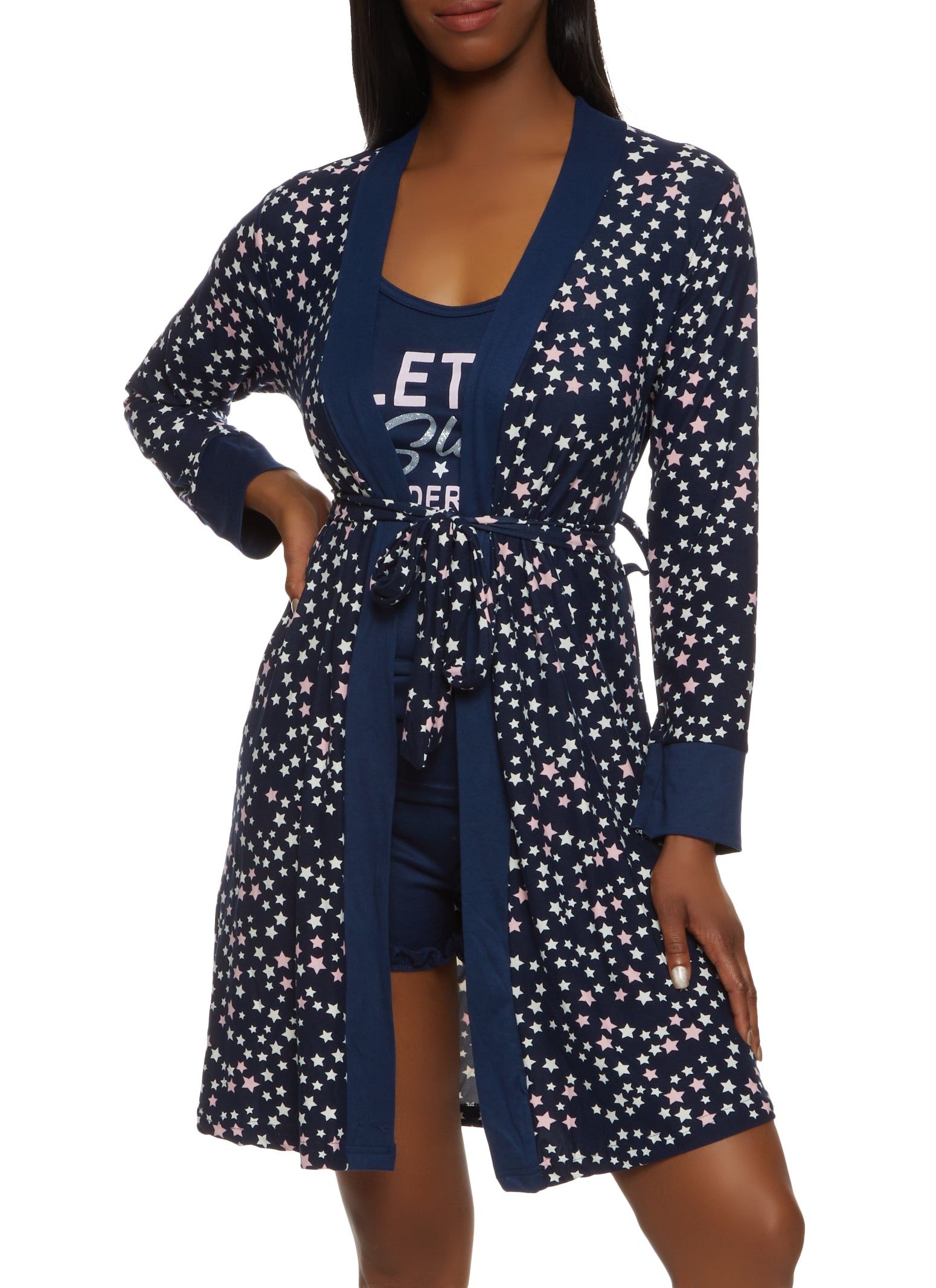 Sleep Under The Stars Pajama Cami and Shorts with Robe sold by Rainbow