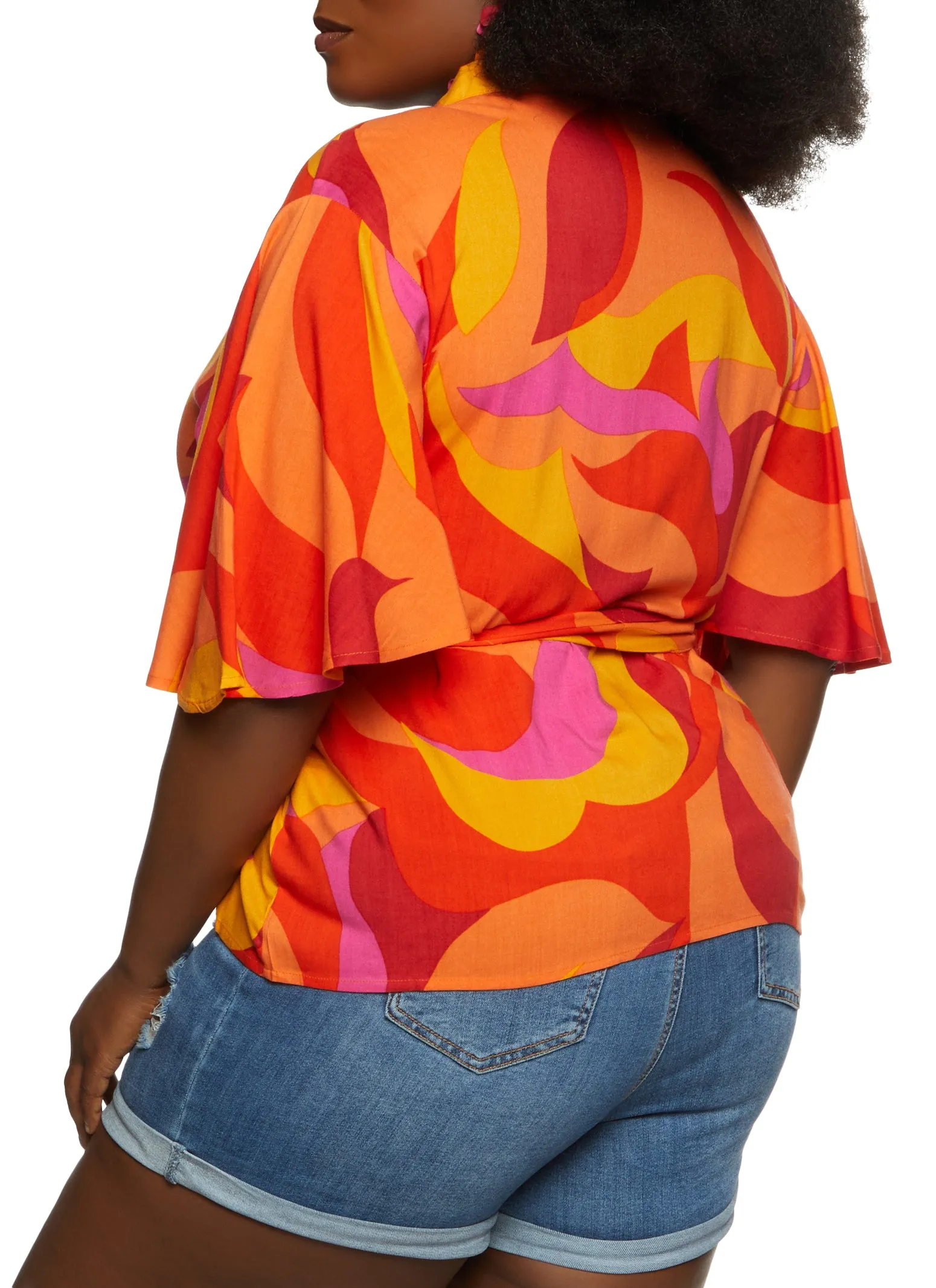 Plus Size Printed Tie Waisted Wrap Top sold by Rainbow product image thumbnail 2