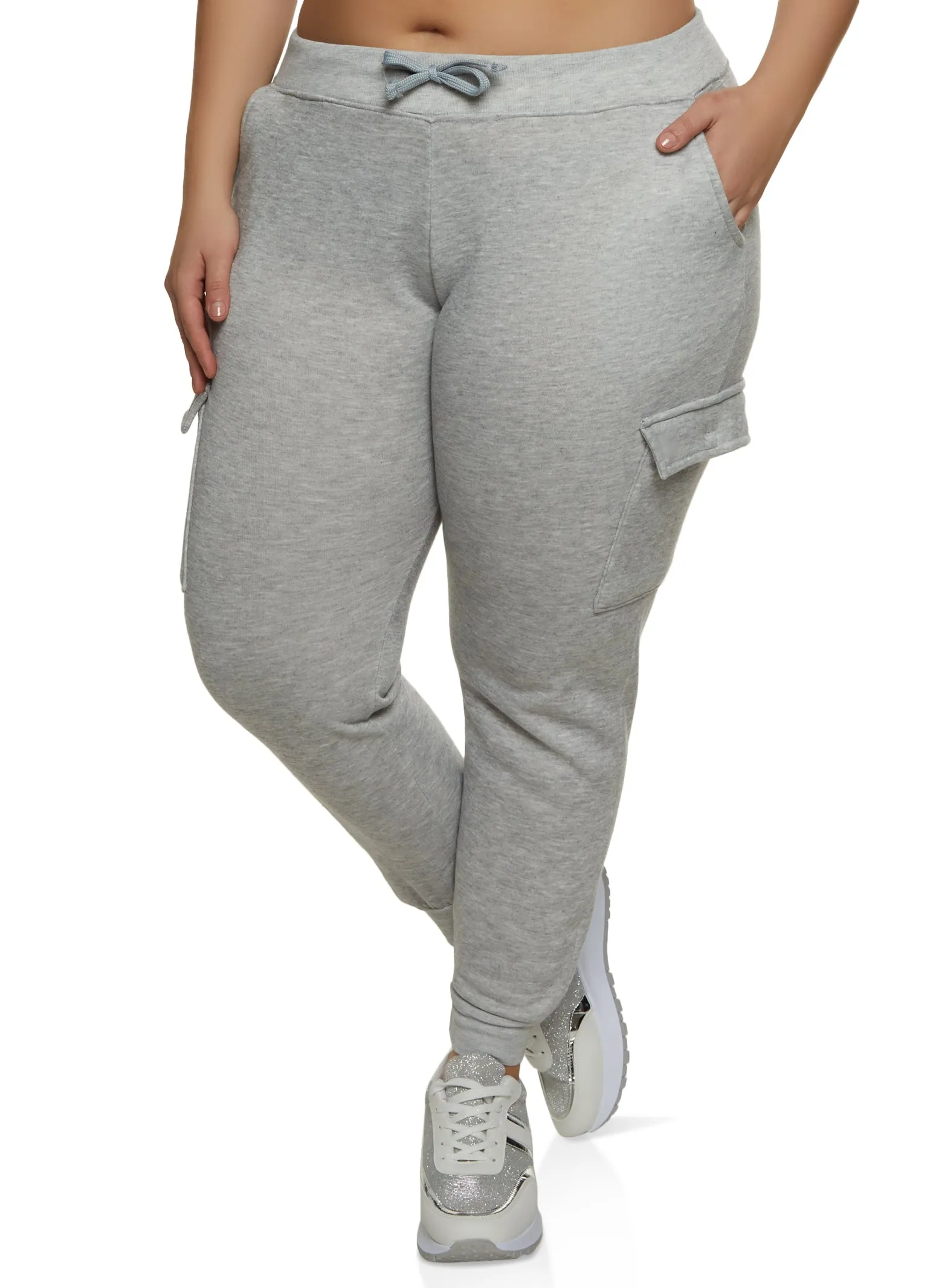 Plus Size Cargo Pocket Fleece Lined Joggers sold by Rainbow