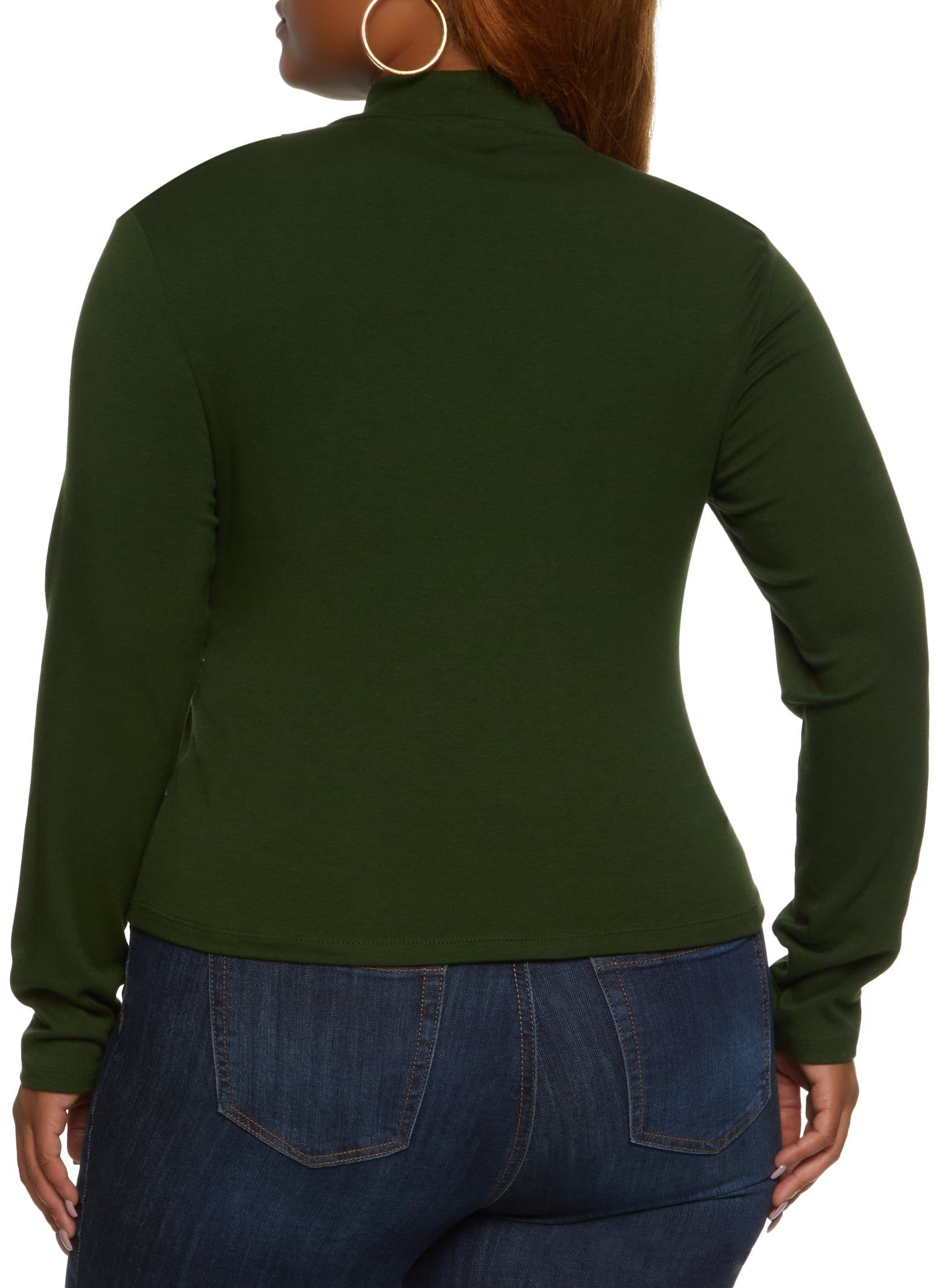 Plus Size Solid Mock Neck Long Sleeve Tee sold by Rainbow product image thumbnail 2