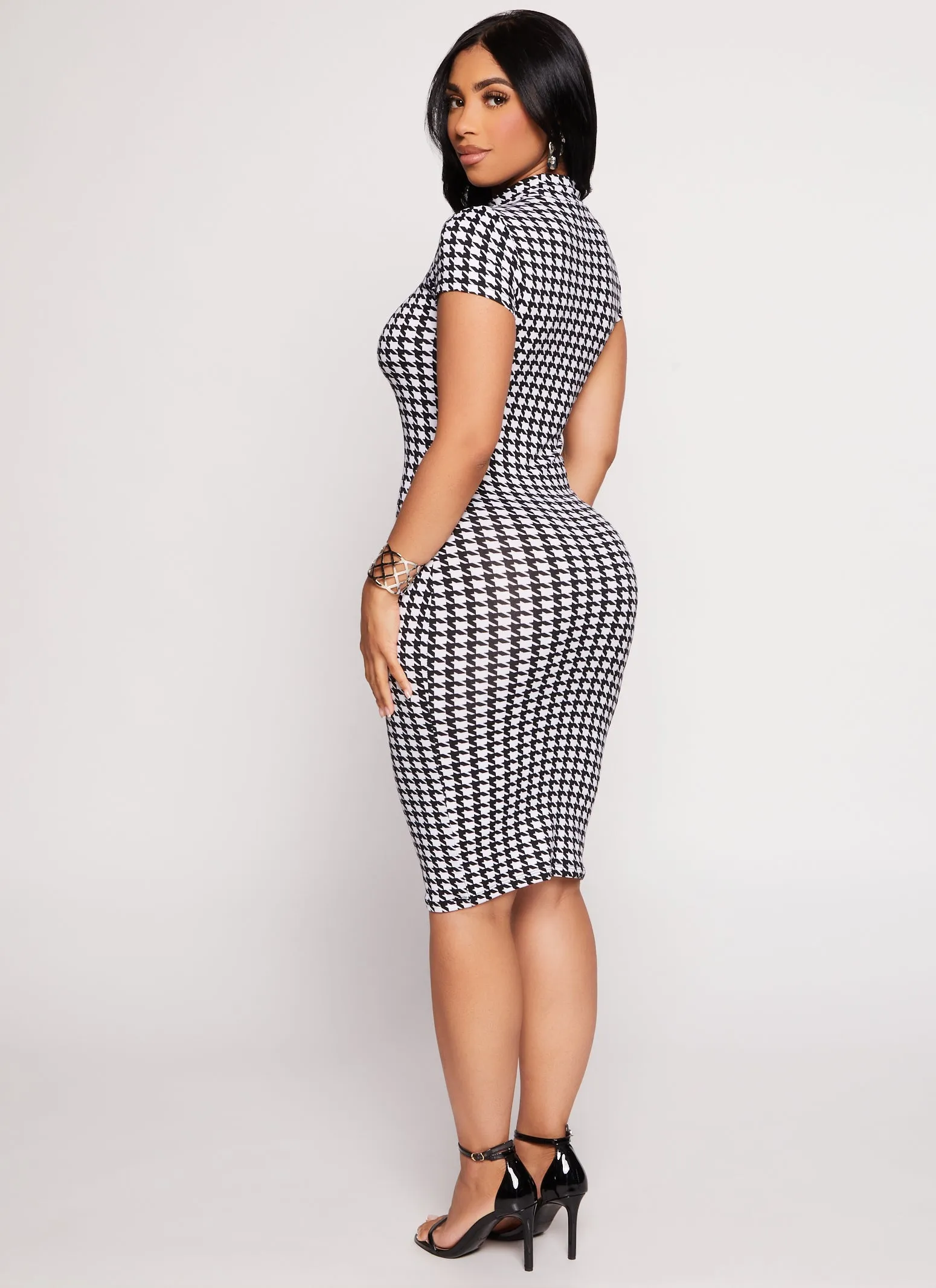 Houndstooth Mock Neck Midi Dress sold by Rainbow product image thumbnail 3