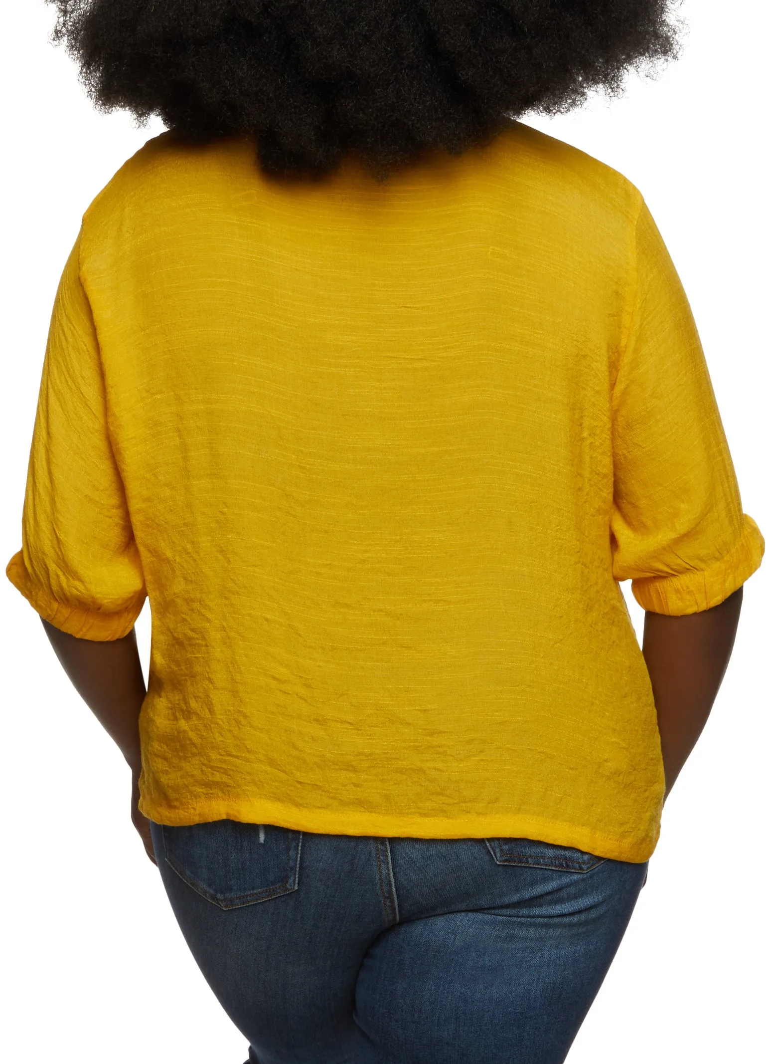 Plus Size Gauze Knit Quarter Sleeve Button Front Top sold by Rainbow product image thumbnail 2