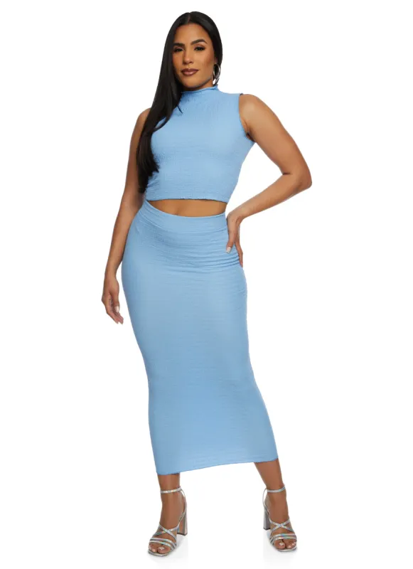 Textured Knit High Waist Midi Pencil Skirt sold by Rainbow
