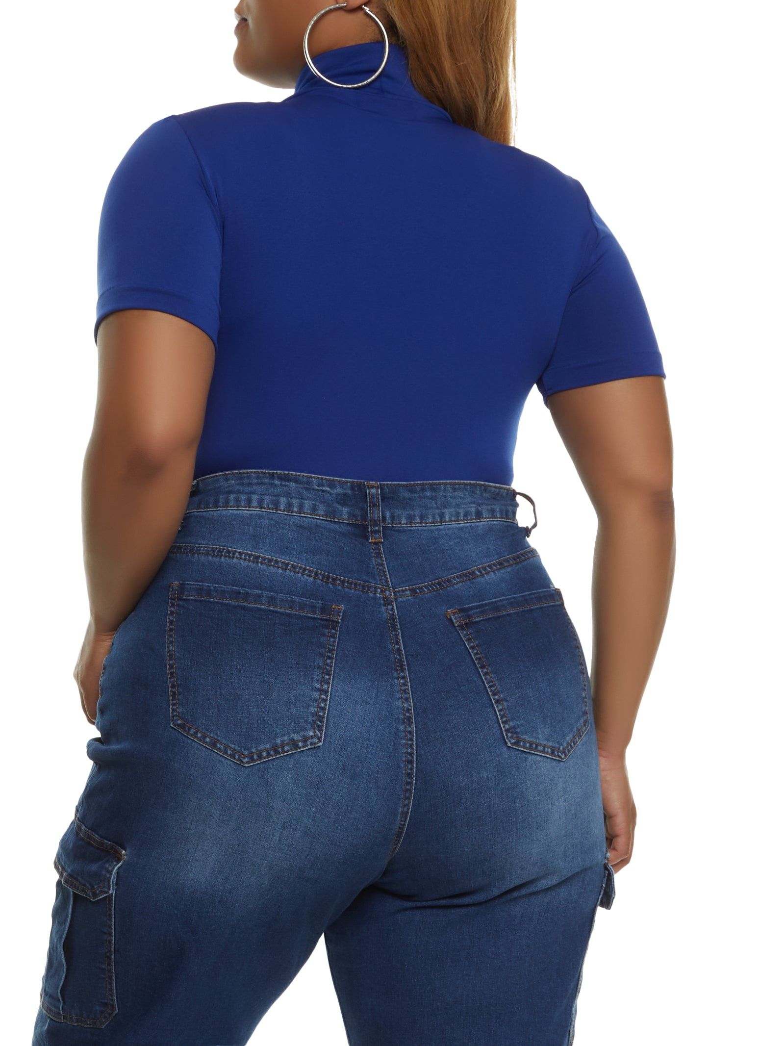 Plus Size Mock Neck Short Sleeve Seamless Bodysuit sold by Rainbow product image thumbnail 3