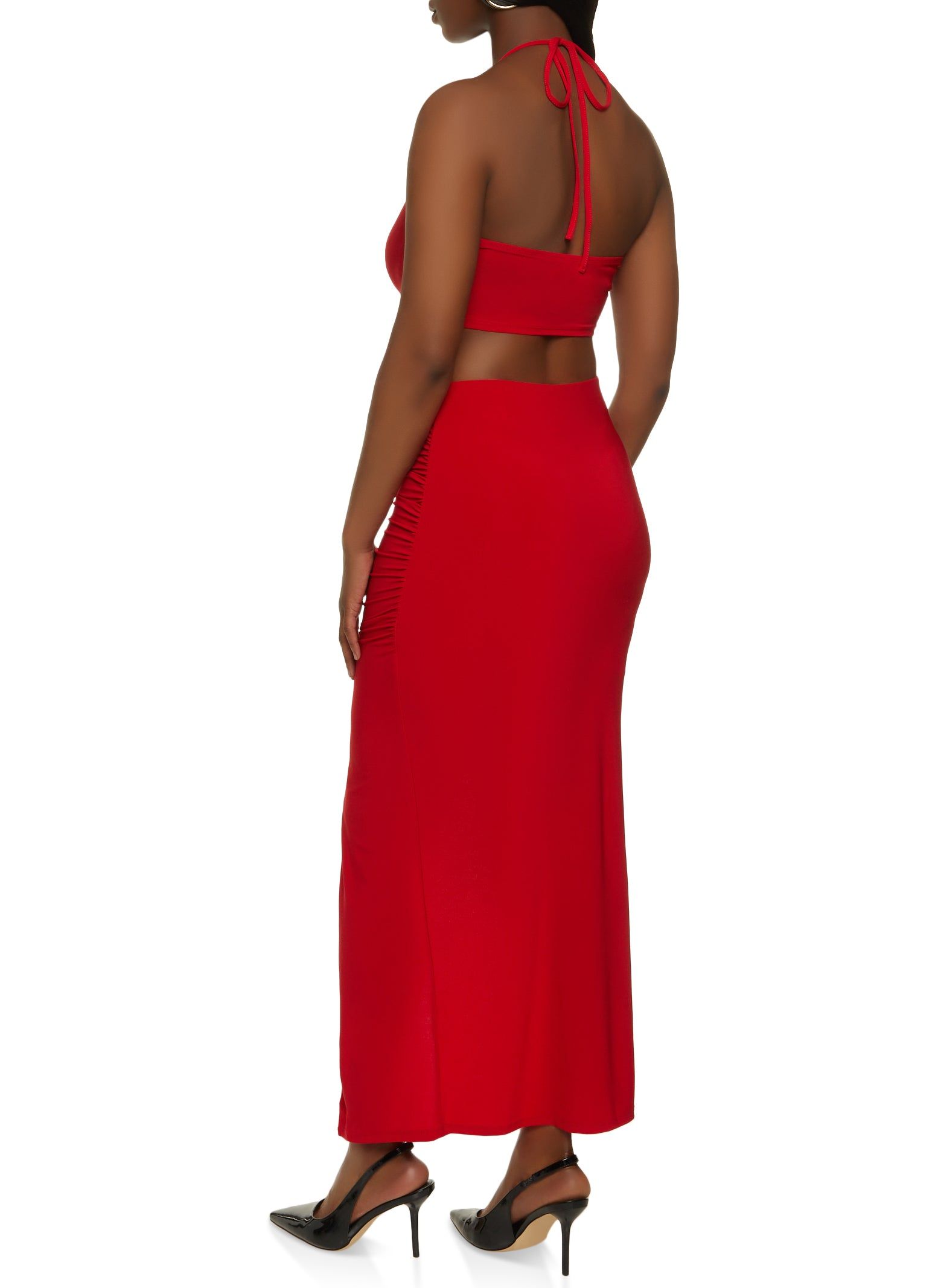 Cowl Neck Halter Crop Top and Skirt Set sold by Rainbow product image thumbnail 3