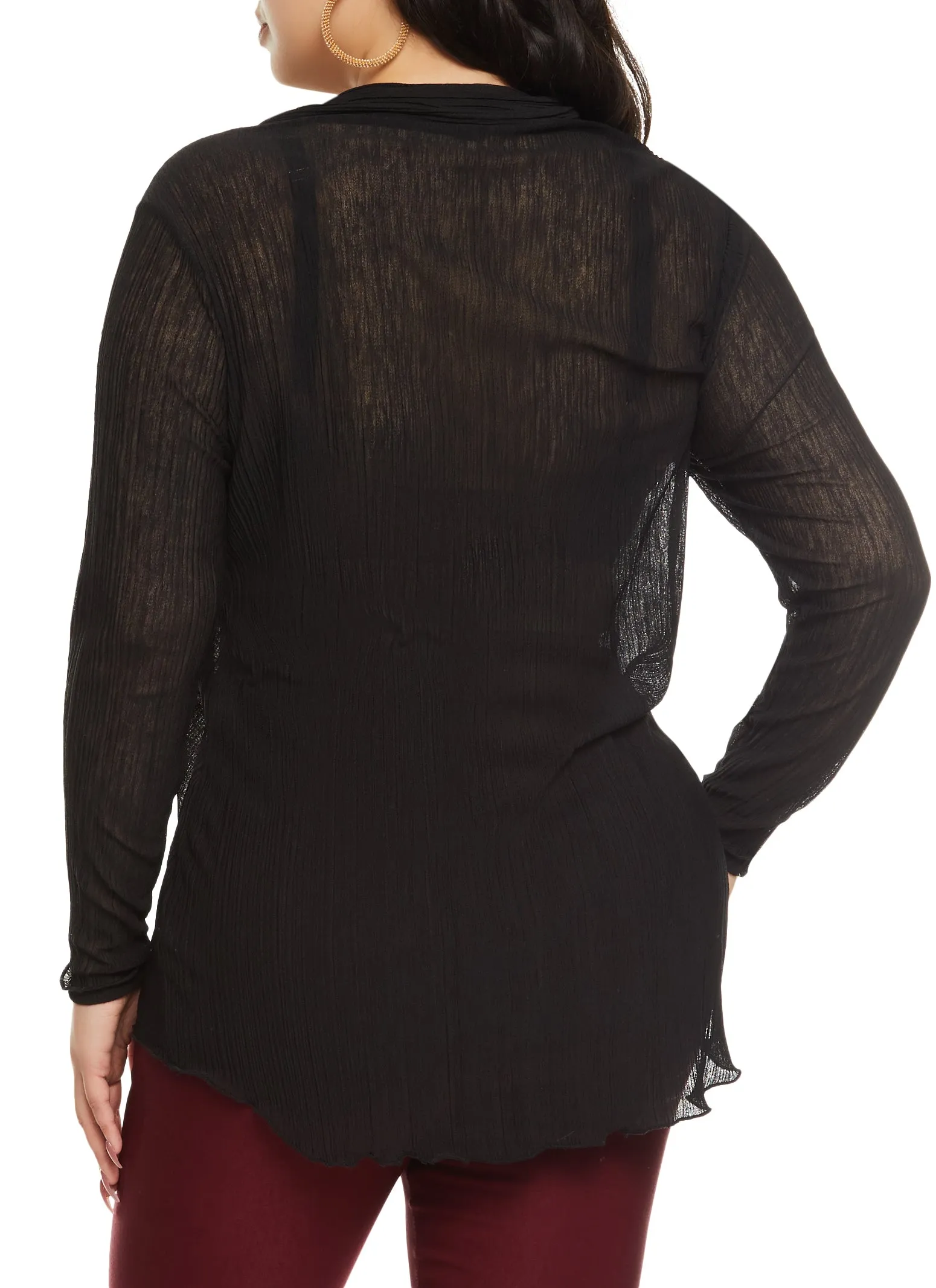 Plus Size Textured Knit Button Front Long Sleeve Shirt sold by Rainbow product image thumbnail 3