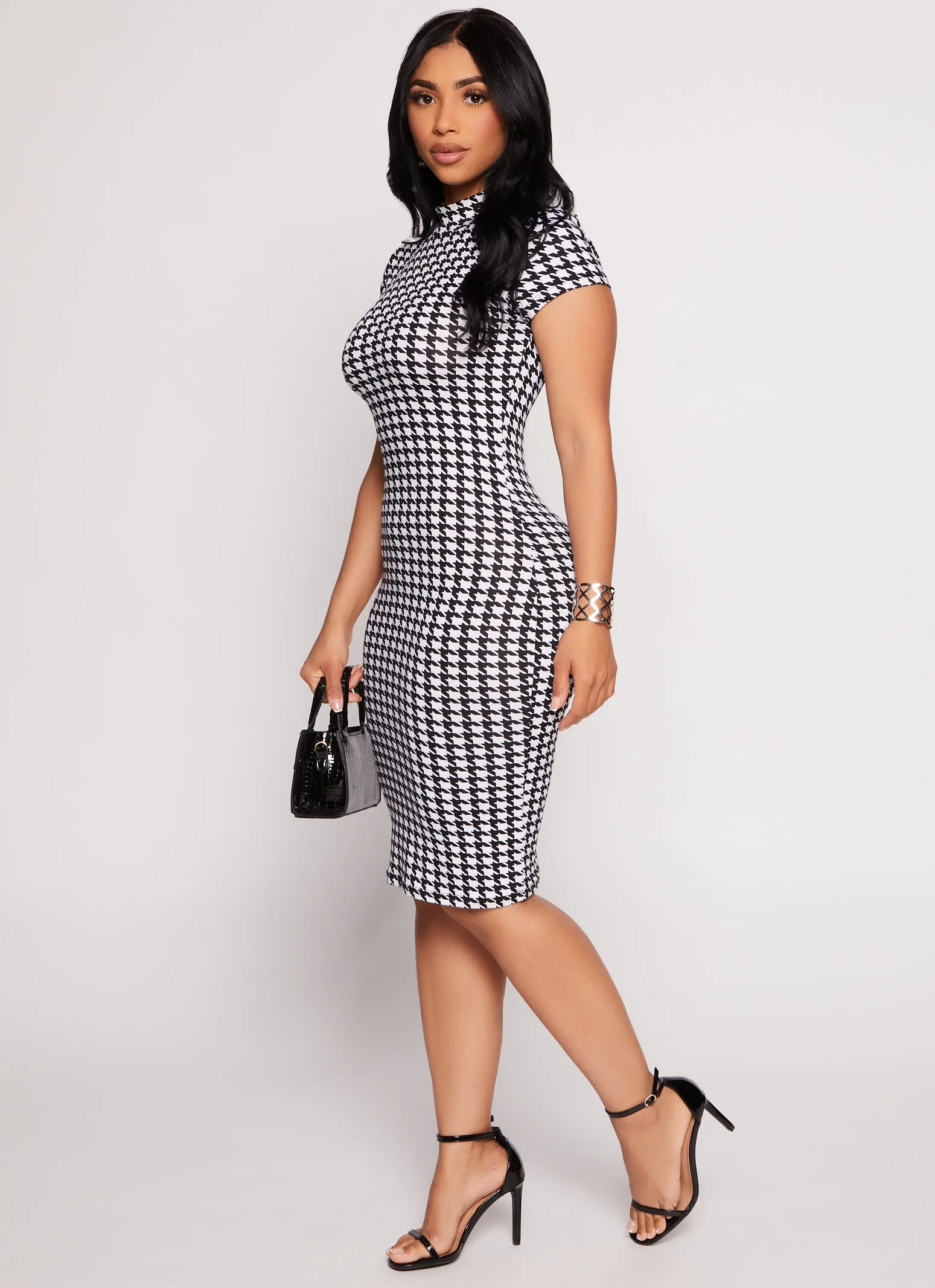 Houndstooth Mock Neck Midi Dress sold by Rainbow product image thumbnail 2