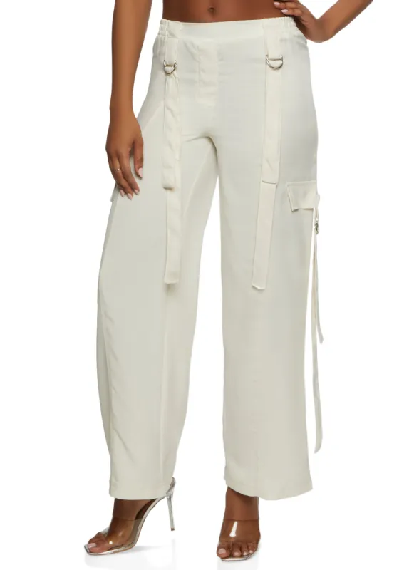 Linen Wide Leg Cargo Pants sold by Rainbow