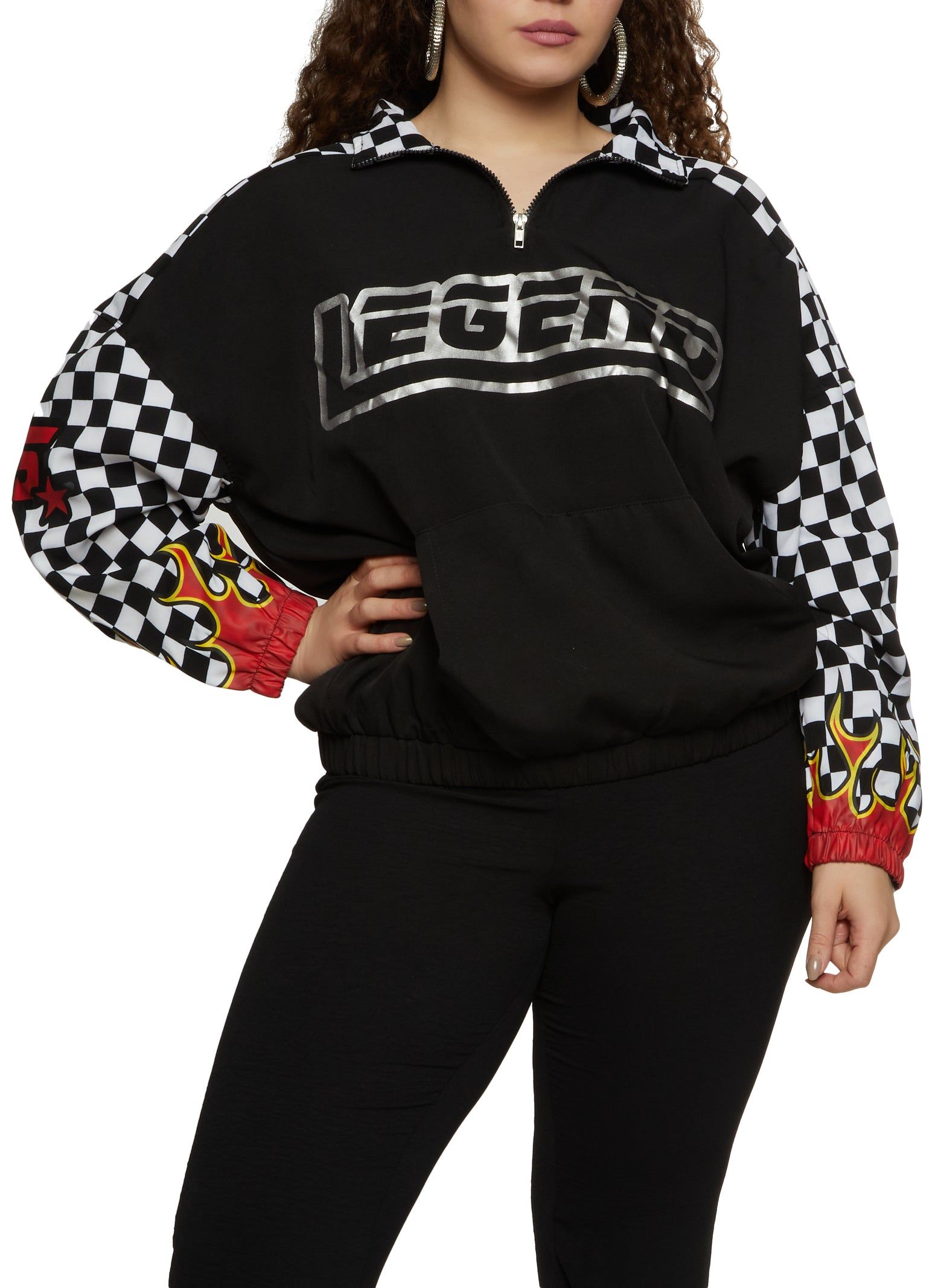 Plus Size Zip Neck Legend Graphic Sweatshirt sold by Rainbow