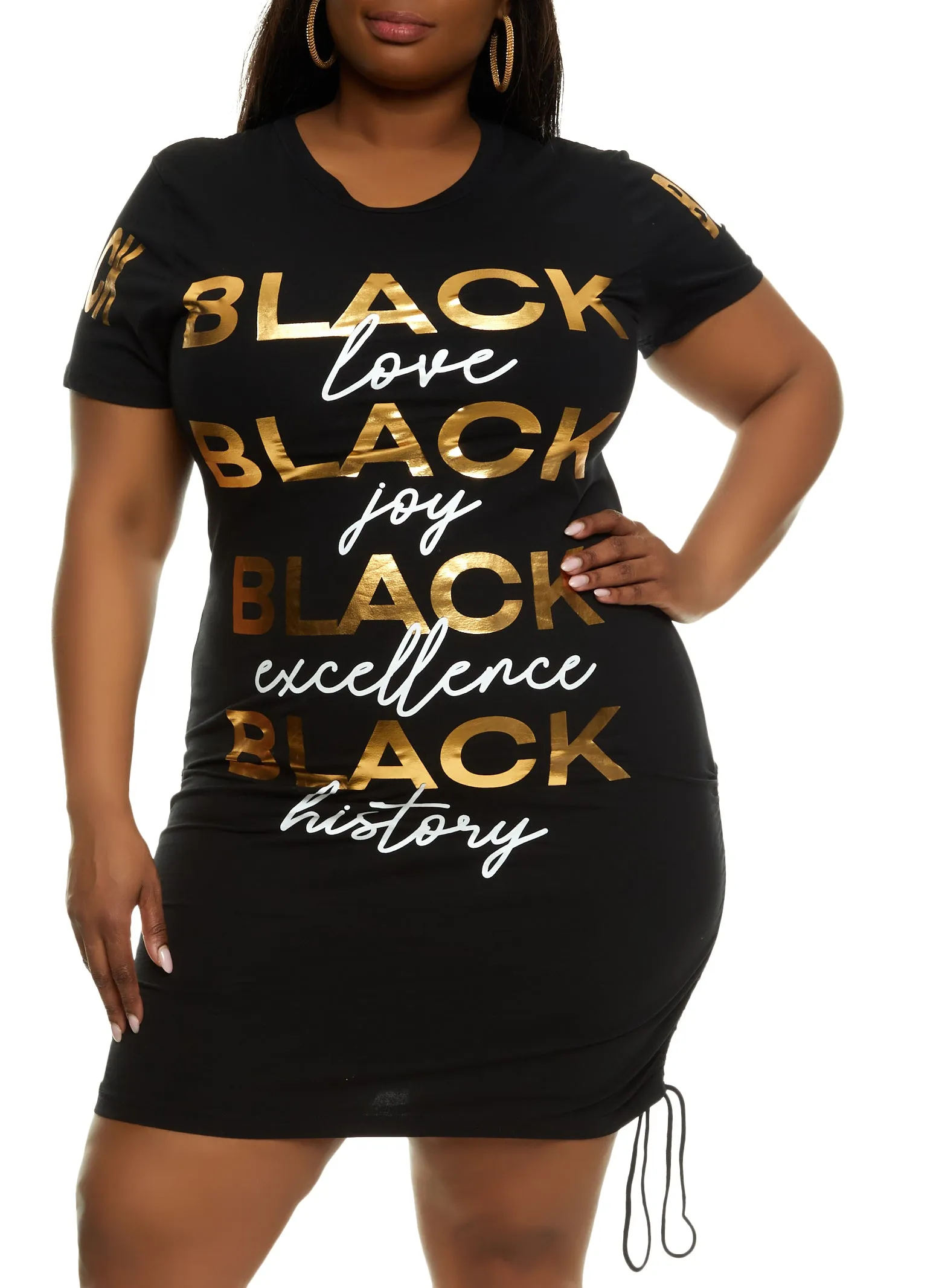 Plus Size Foil Screen Black Graphic T Shirt Dress sold by Rainbow product image thumbnail 2