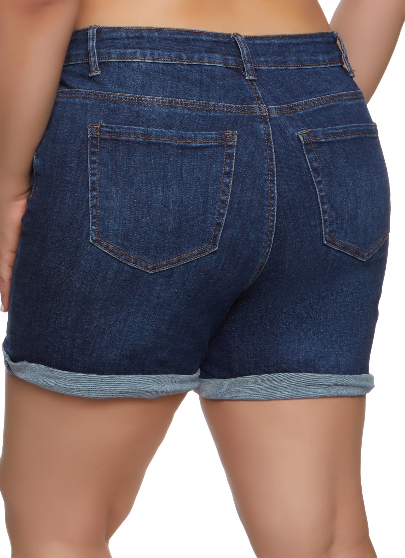 Plus Size WAX Rolled Cuff Denim Shorts sold by Rainbow product image thumbnail 2