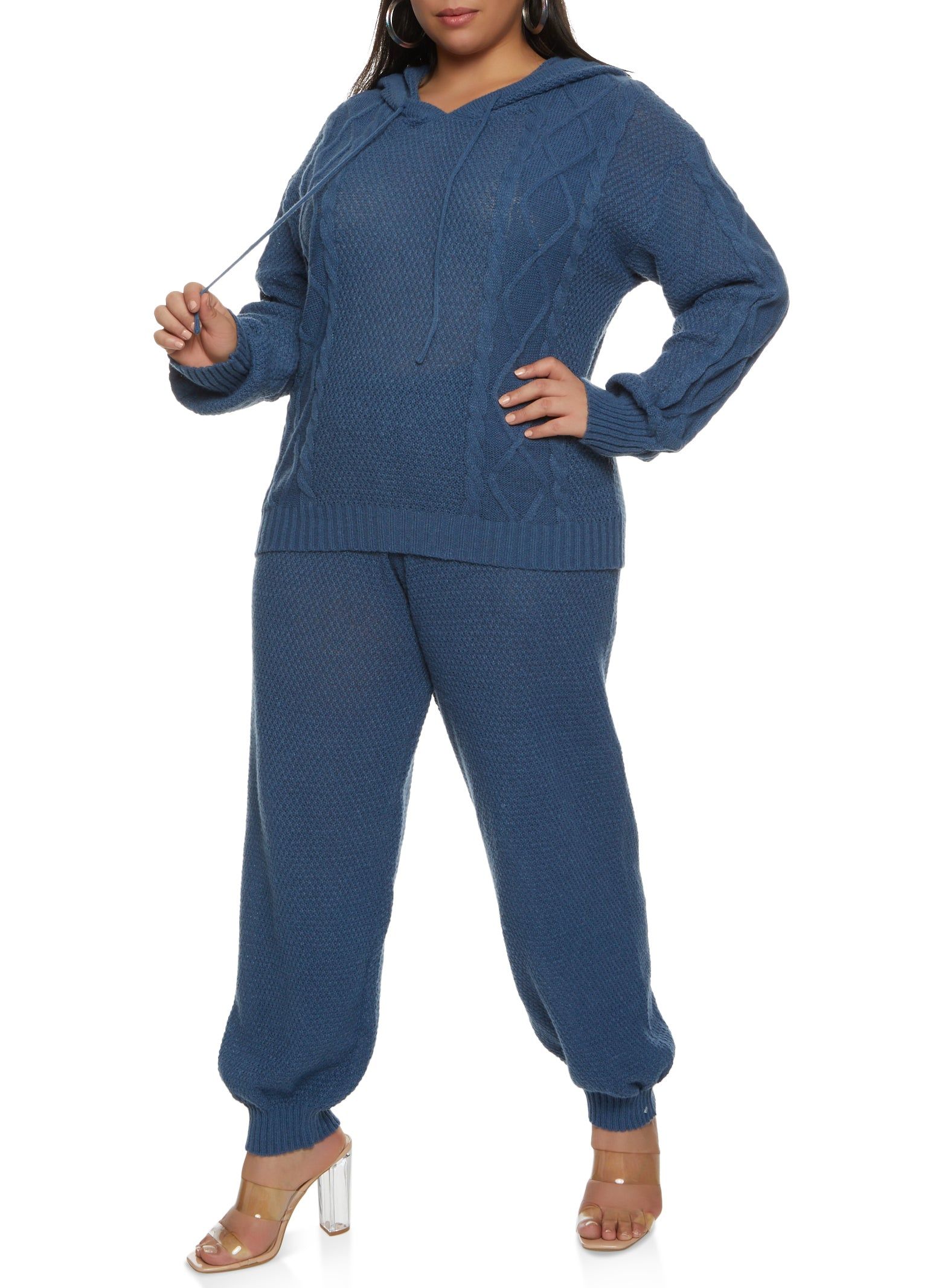 Plus Size Cable Knit Pullover Hoodie sold by Rainbow product image thumbnail 2