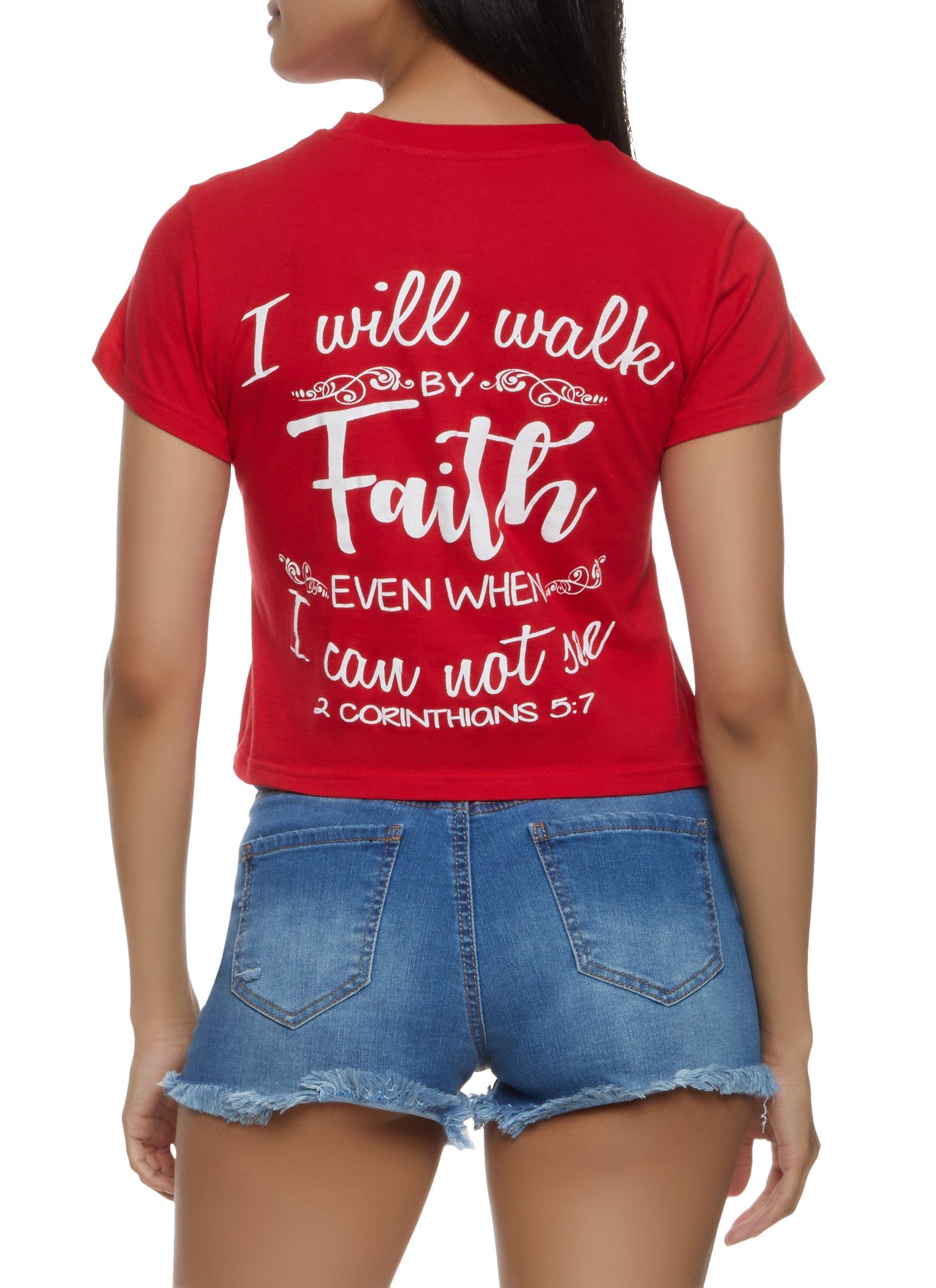 Walk By Faith Not By Sight Cropped Tee sold by Rainbow product image thumbnail 2