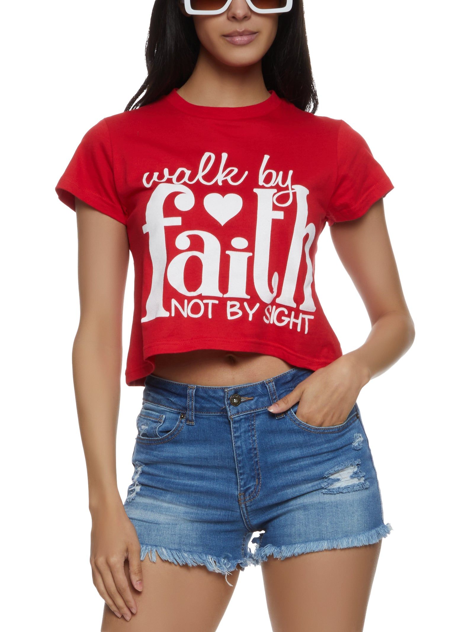 Walk By Faith Not By Sight Cropped Tee sold by Rainbow