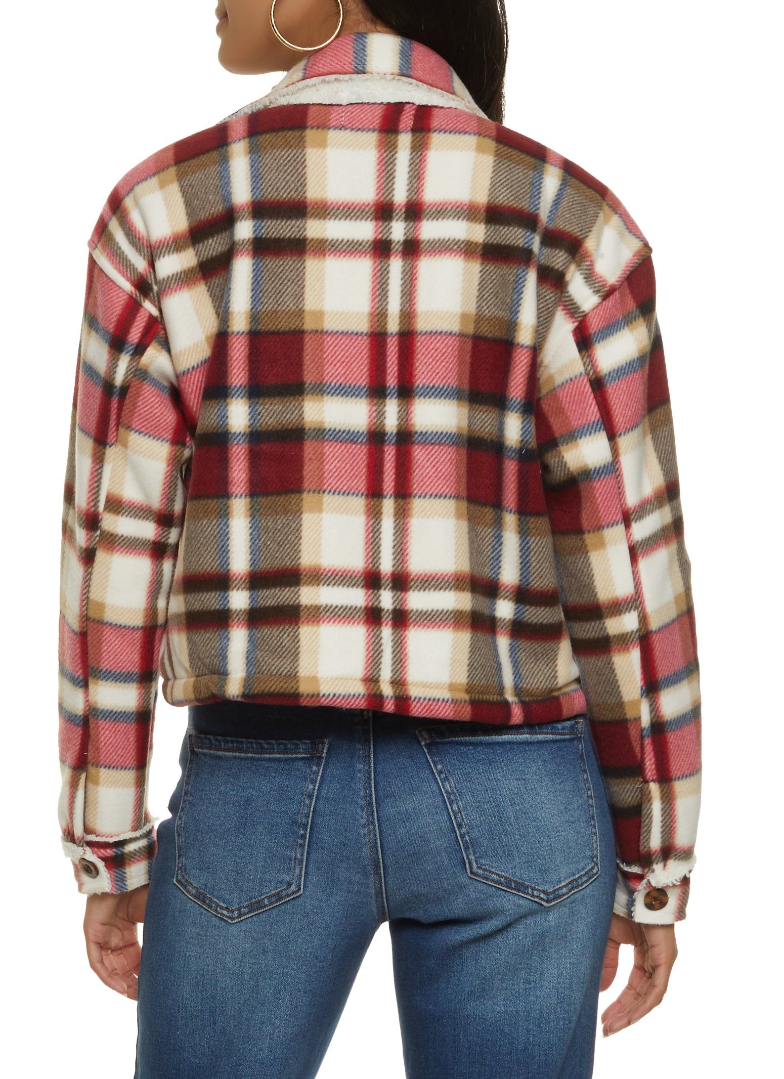 Brushed Knit Sherpa Lined Cropped Shacket sold by Rainbow product image thumbnail 3