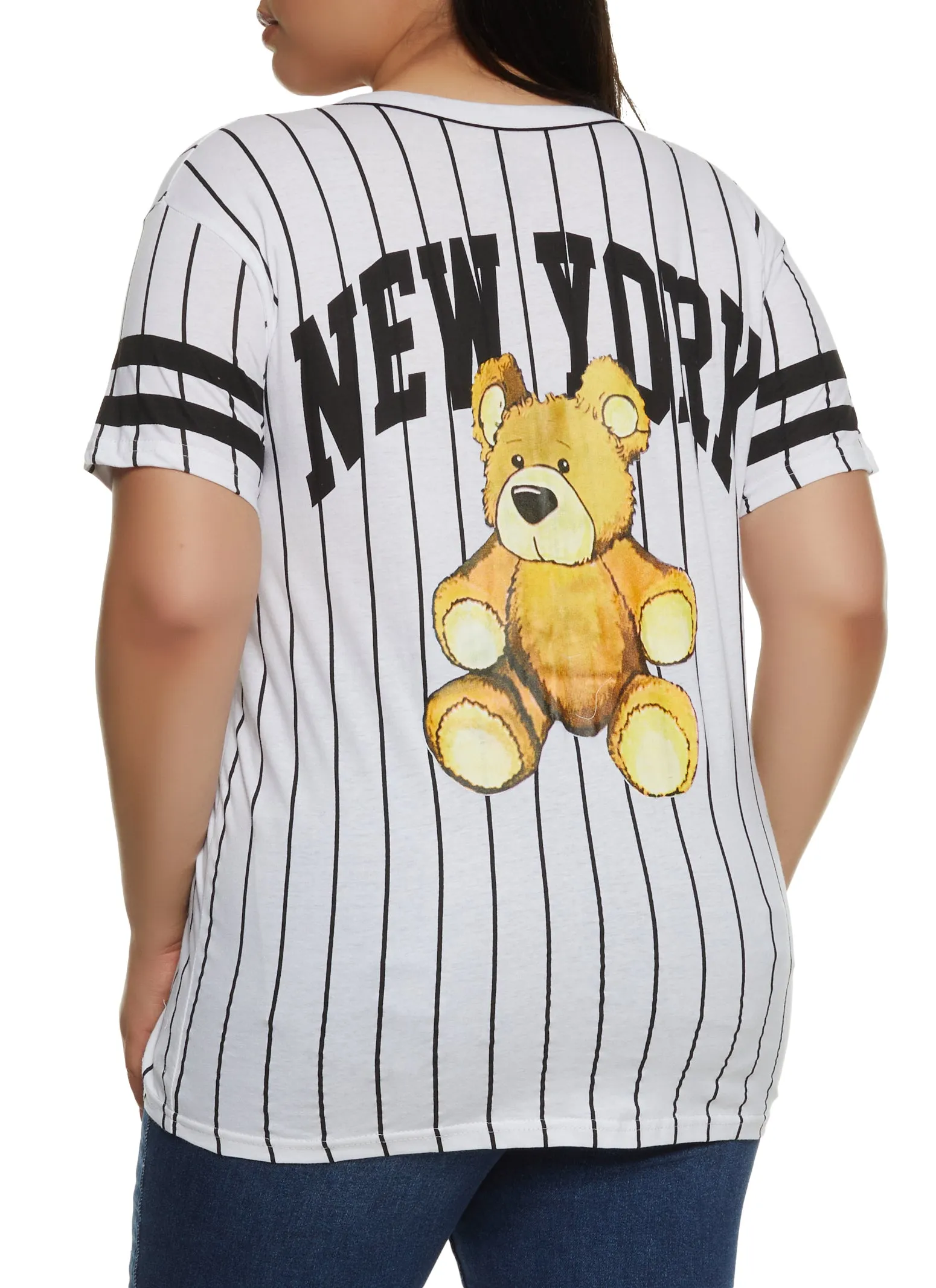 Plus Size Varsity Stripe New York Baseball Jersey sold by Rainbow product image thumbnail 2