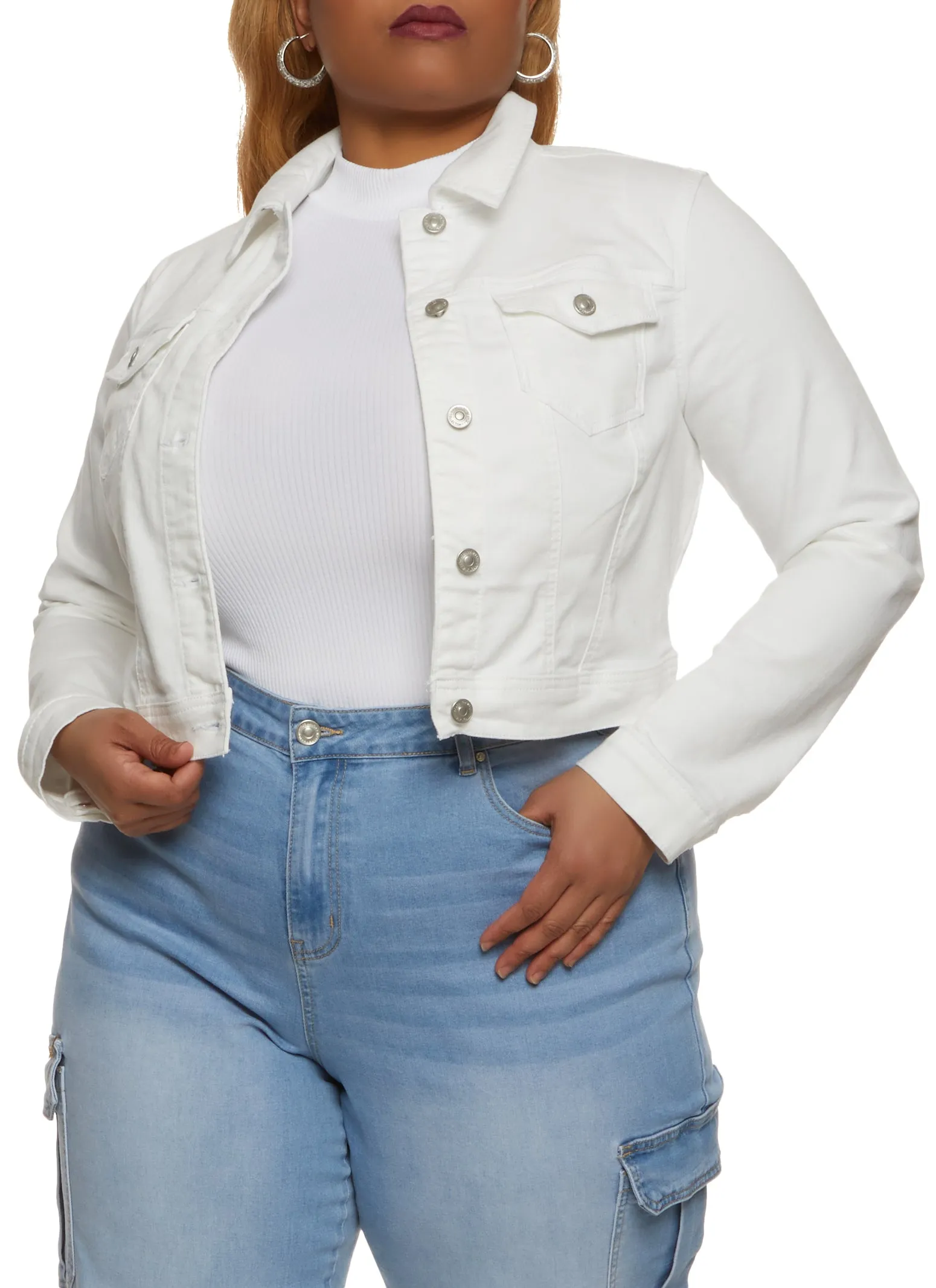 Plus Size WAX Solid Denim Jacket sold by Rainbow