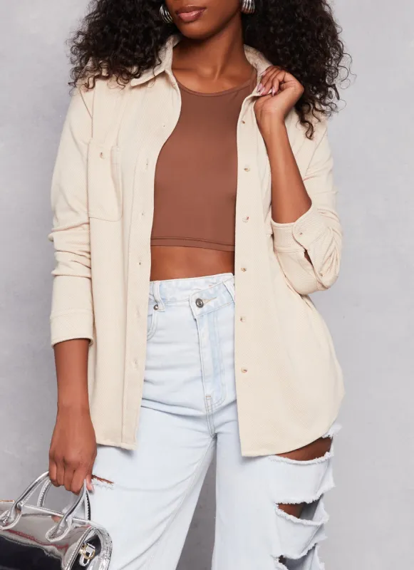 Striped Pique Button Front Shirt sold by Rainbow