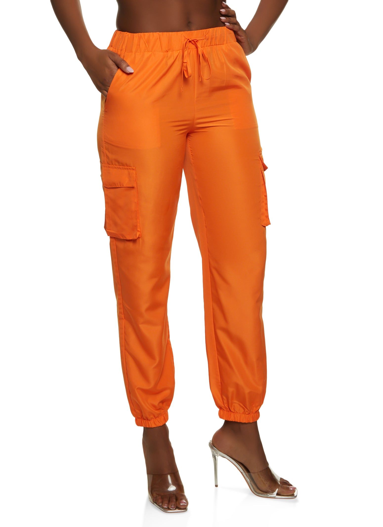 Nylon Solid Cargo Joggers sold by Rainbow
