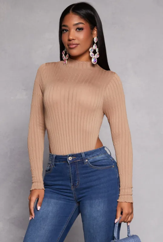 Seamless Cable Knit High Cut Bodysuit sold by Rainbow