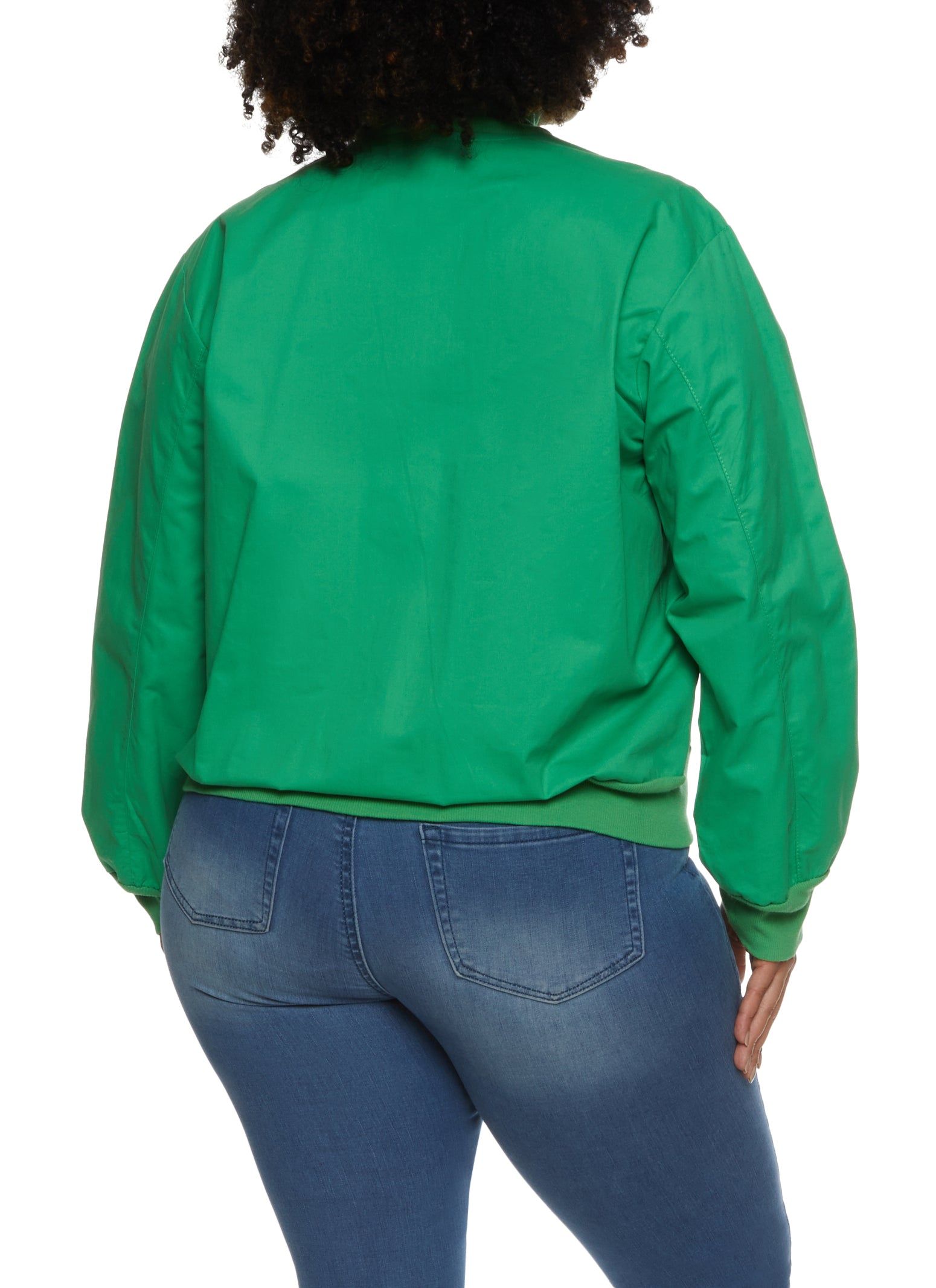 Plus Size Ribbed Trim Twill Bomber Jacket sold by Rainbow product image thumbnail 2